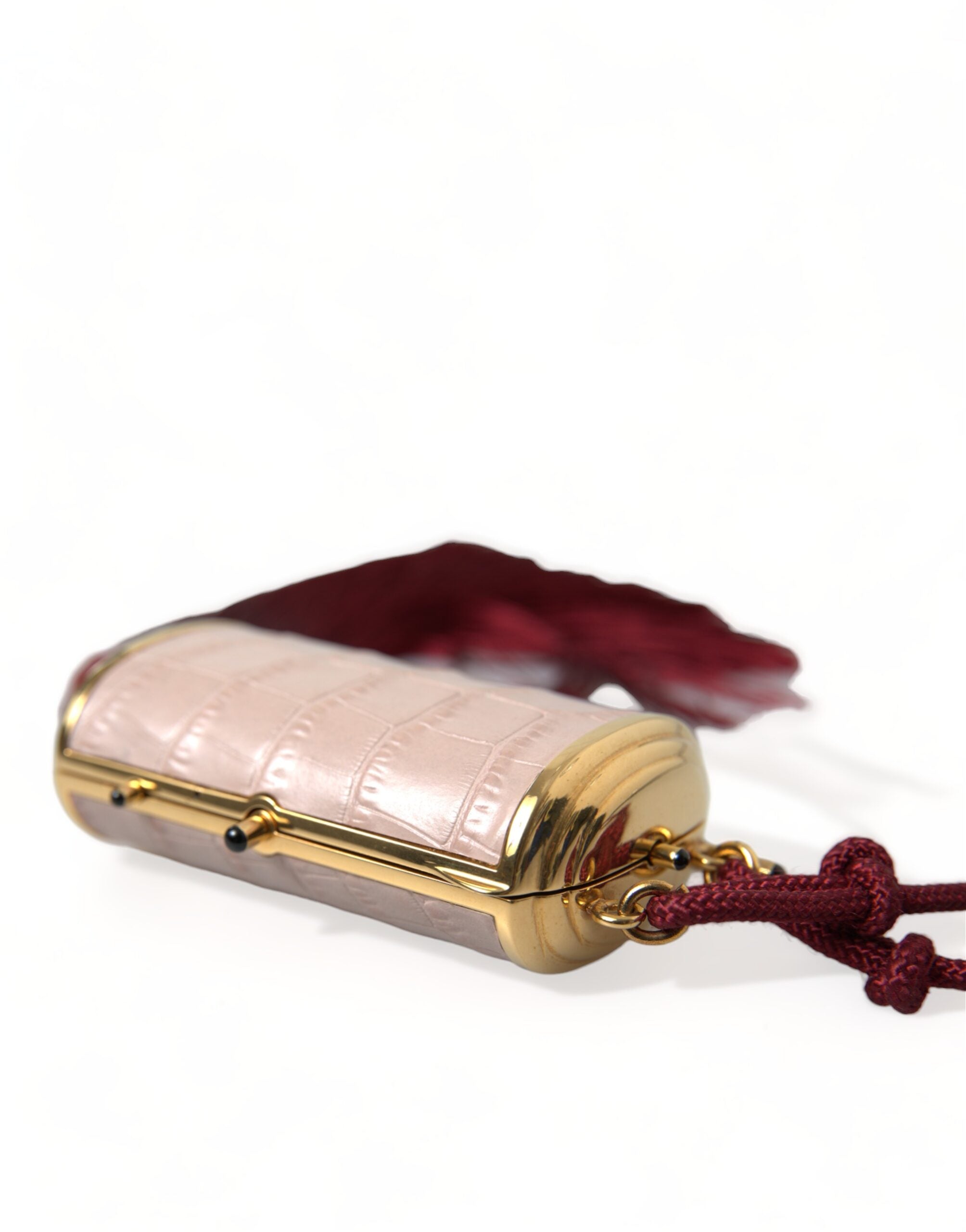 Dolce & Gabbana Exotic Leather Mini Mirror Bag With Pink Tassel