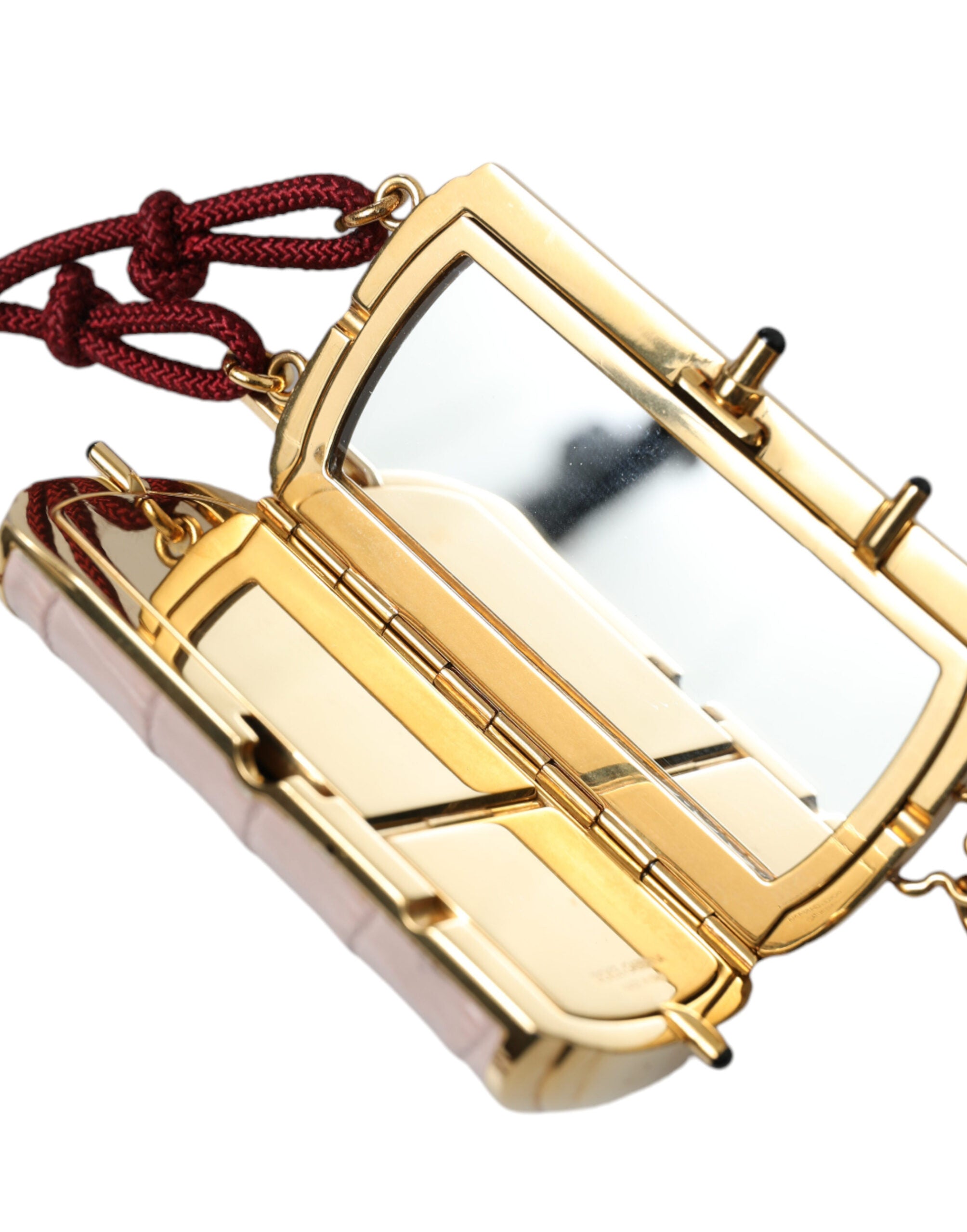 Dolce & Gabbana Exotic Leather Mini Mirror Bag With Pink Tassel