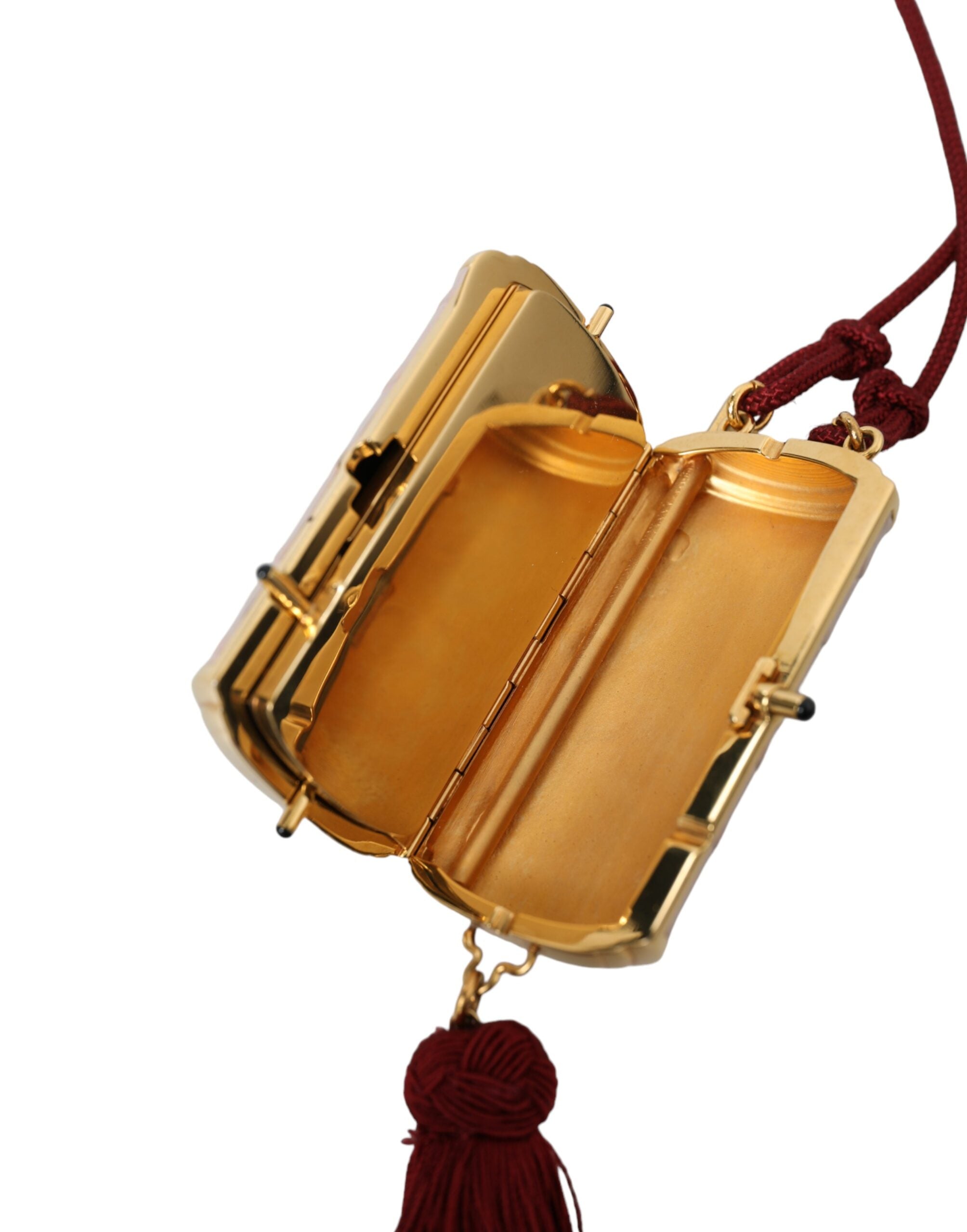 Dolce & Gabbana Exotic Leather Mini Mirror Bag With Pink Tassel