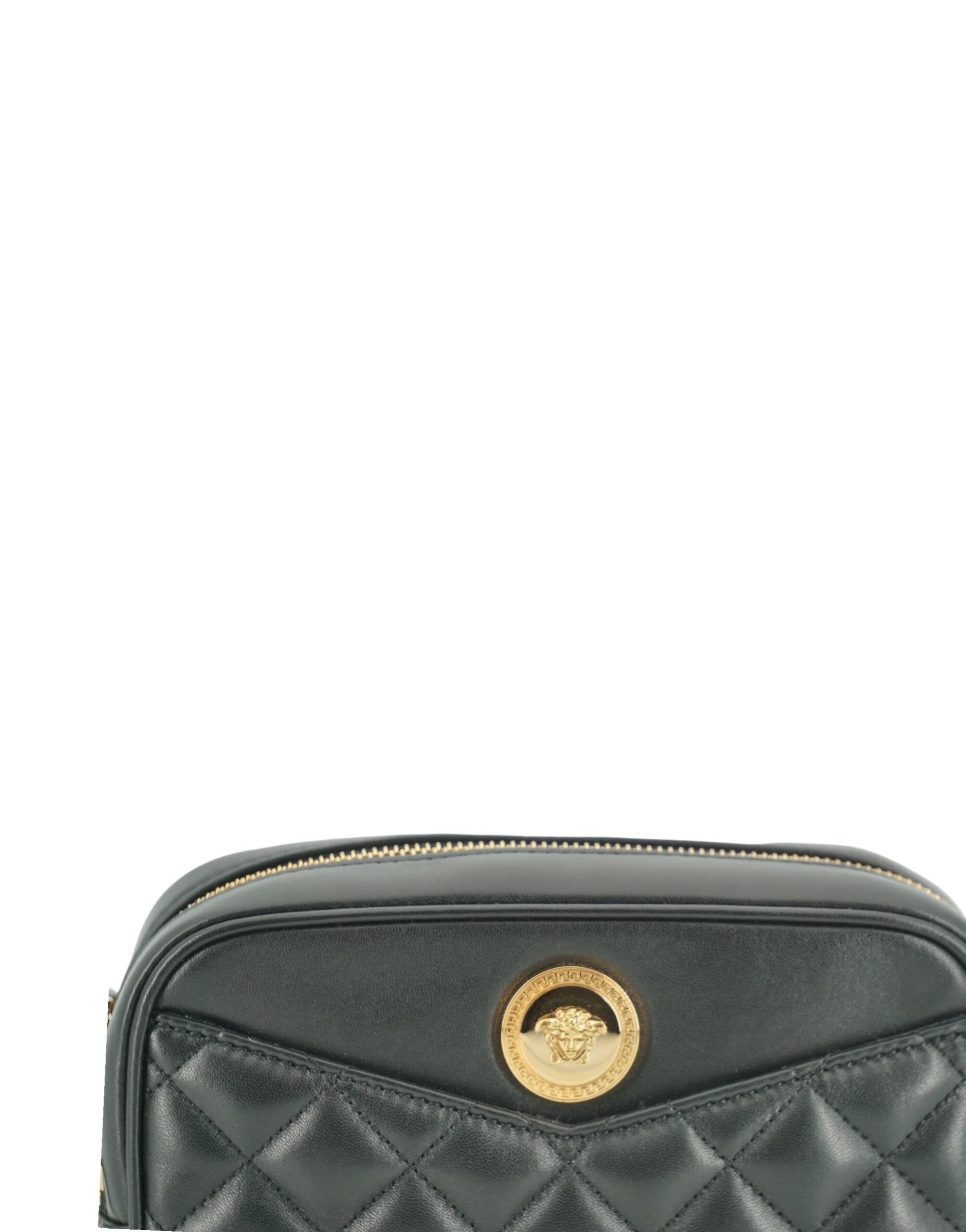 Versace Elegant Small Leather Crossbody Black Bag