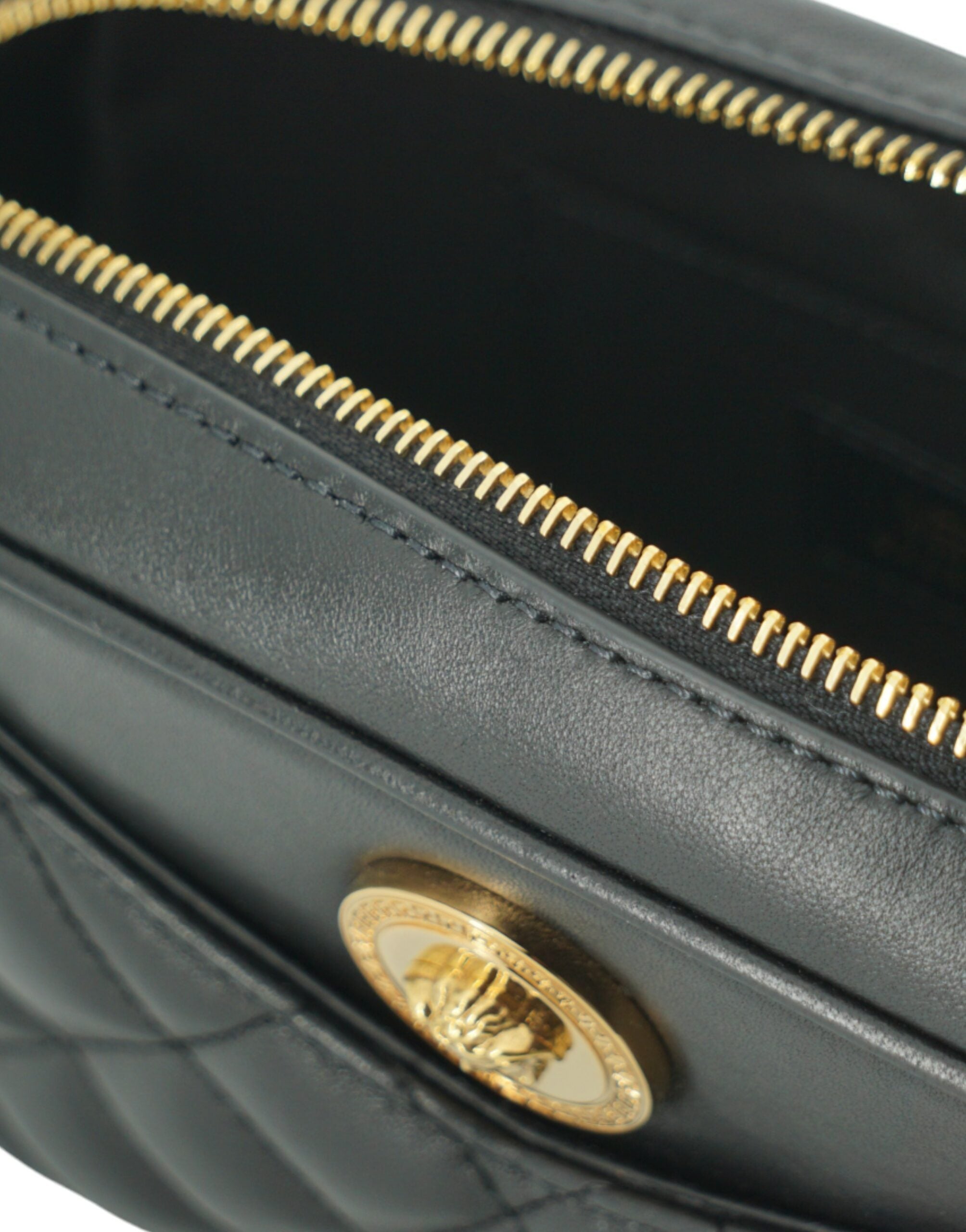 Versace Elegant Small Leather Crossbody Black Bag