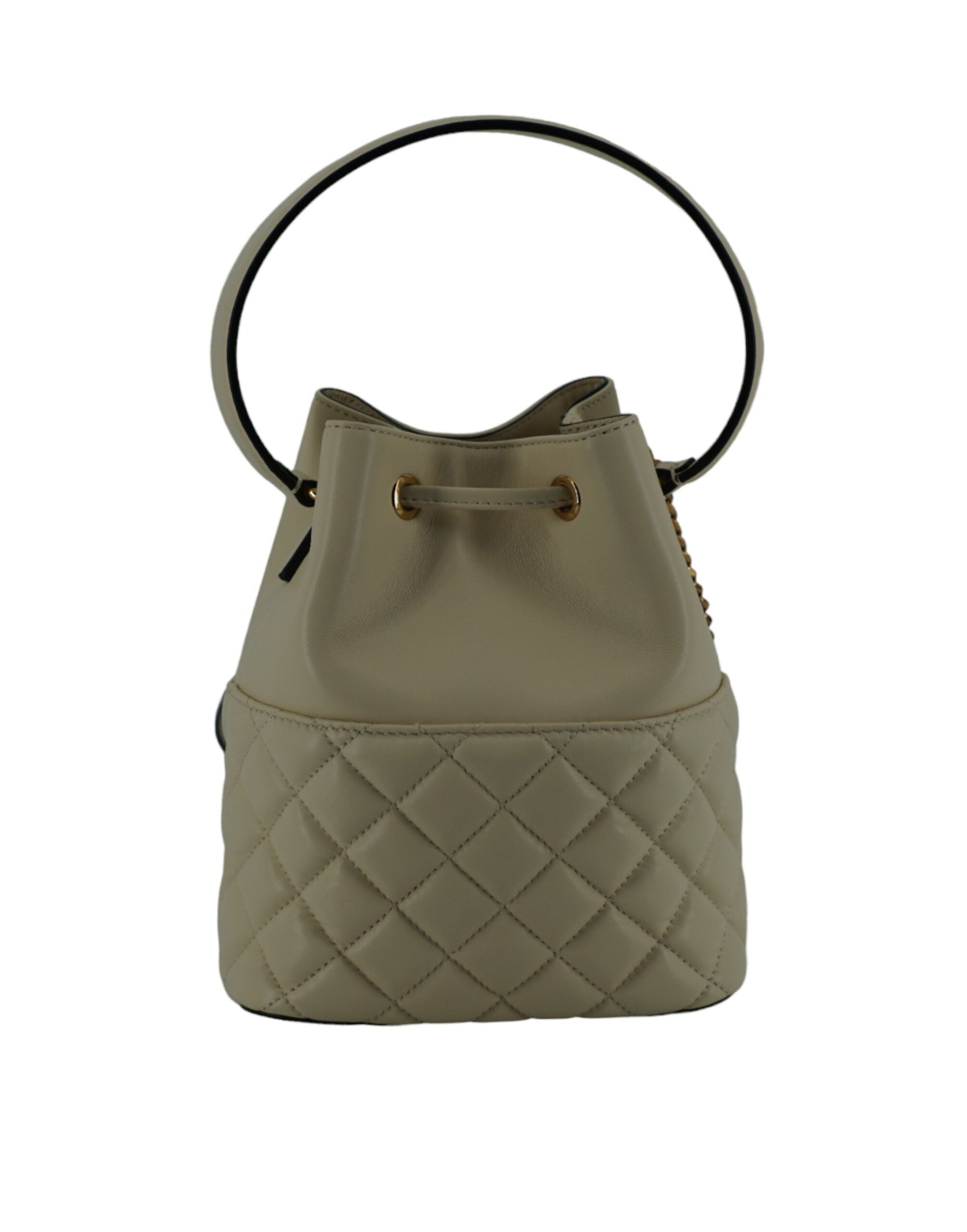 Versace Elegant Small Leather Bucket Shoulder White Bag
