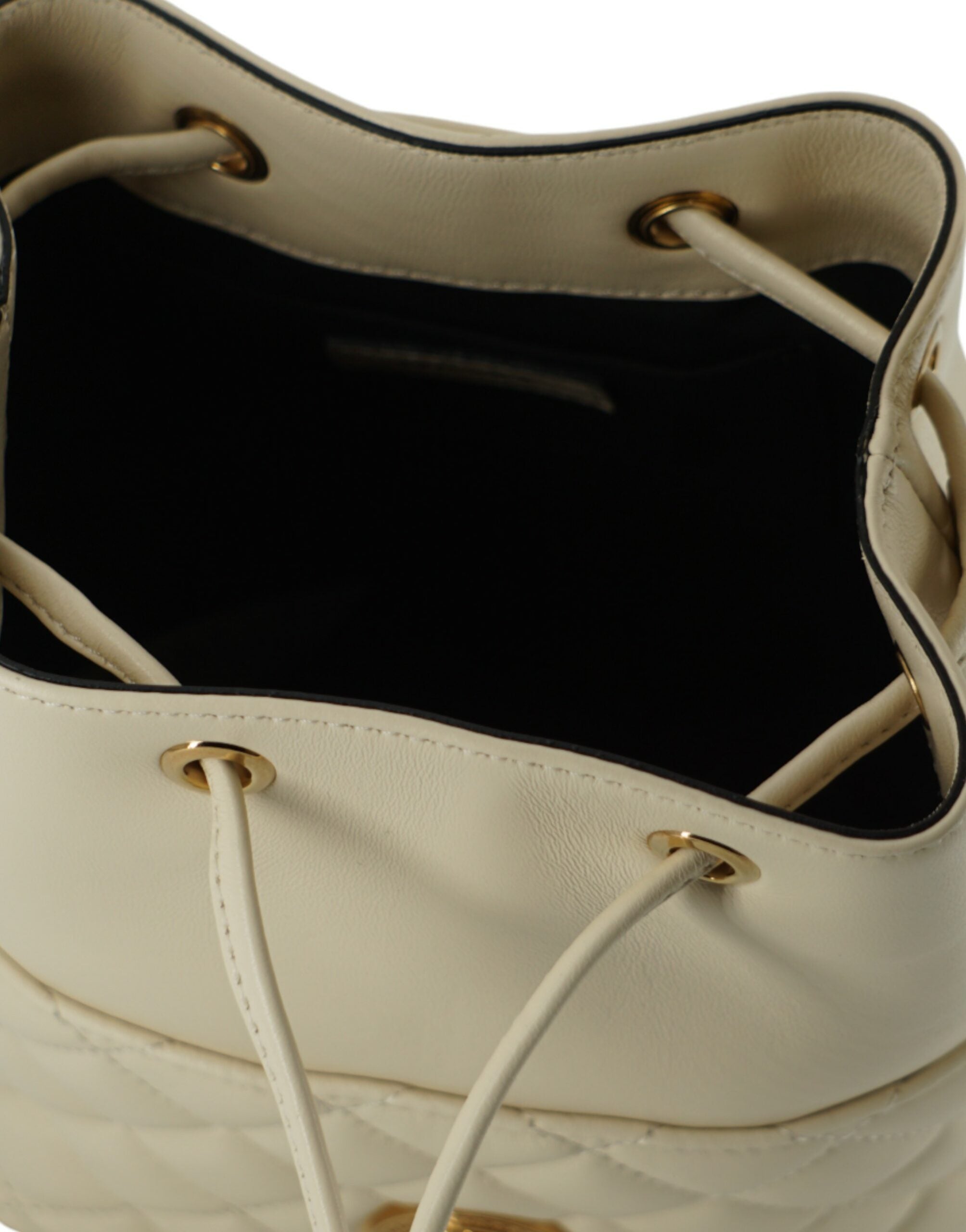 Versace Elegant Small Leather Bucket Shoulder White Bag