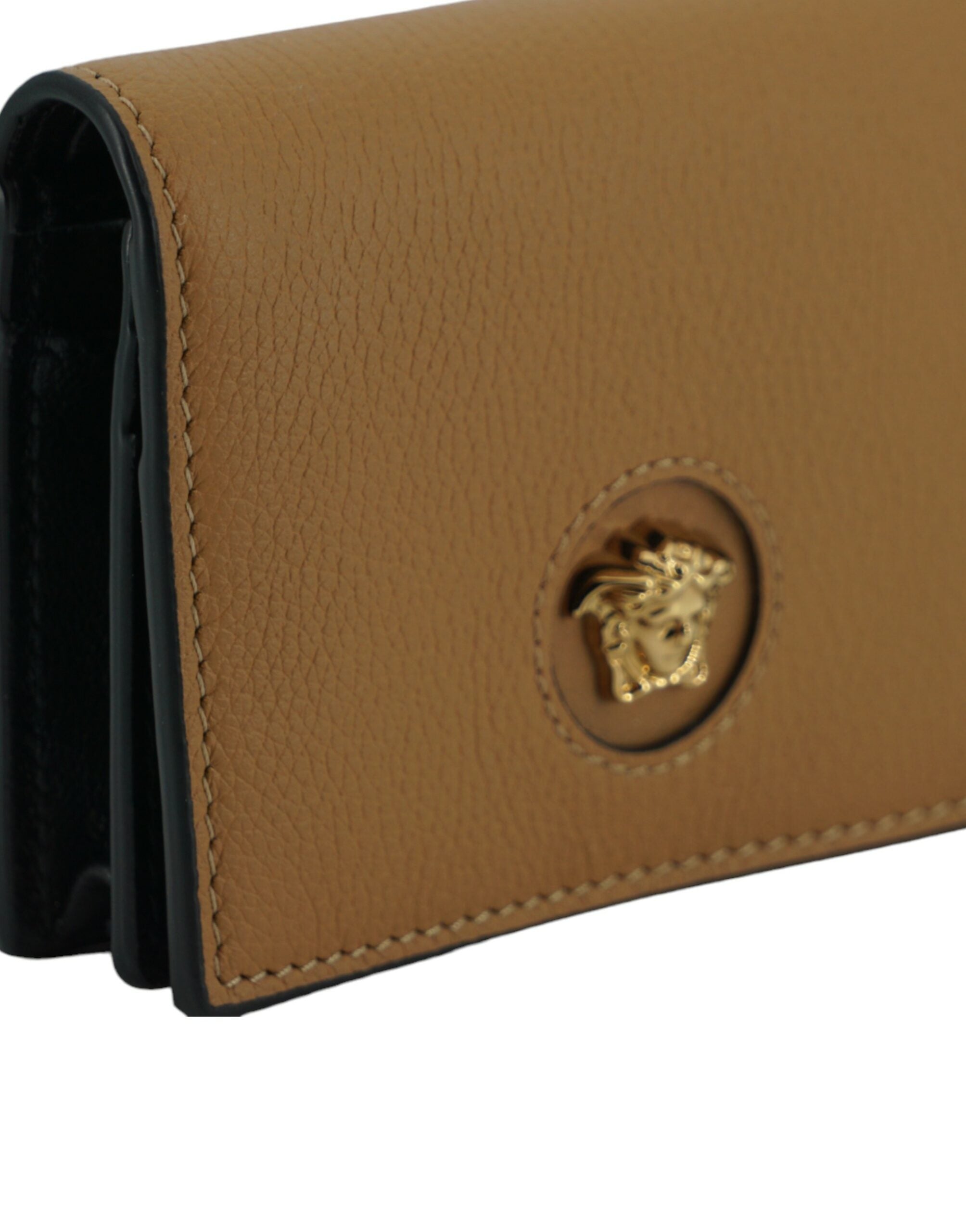 Versace Elegant Compact Leather Wallet Brown