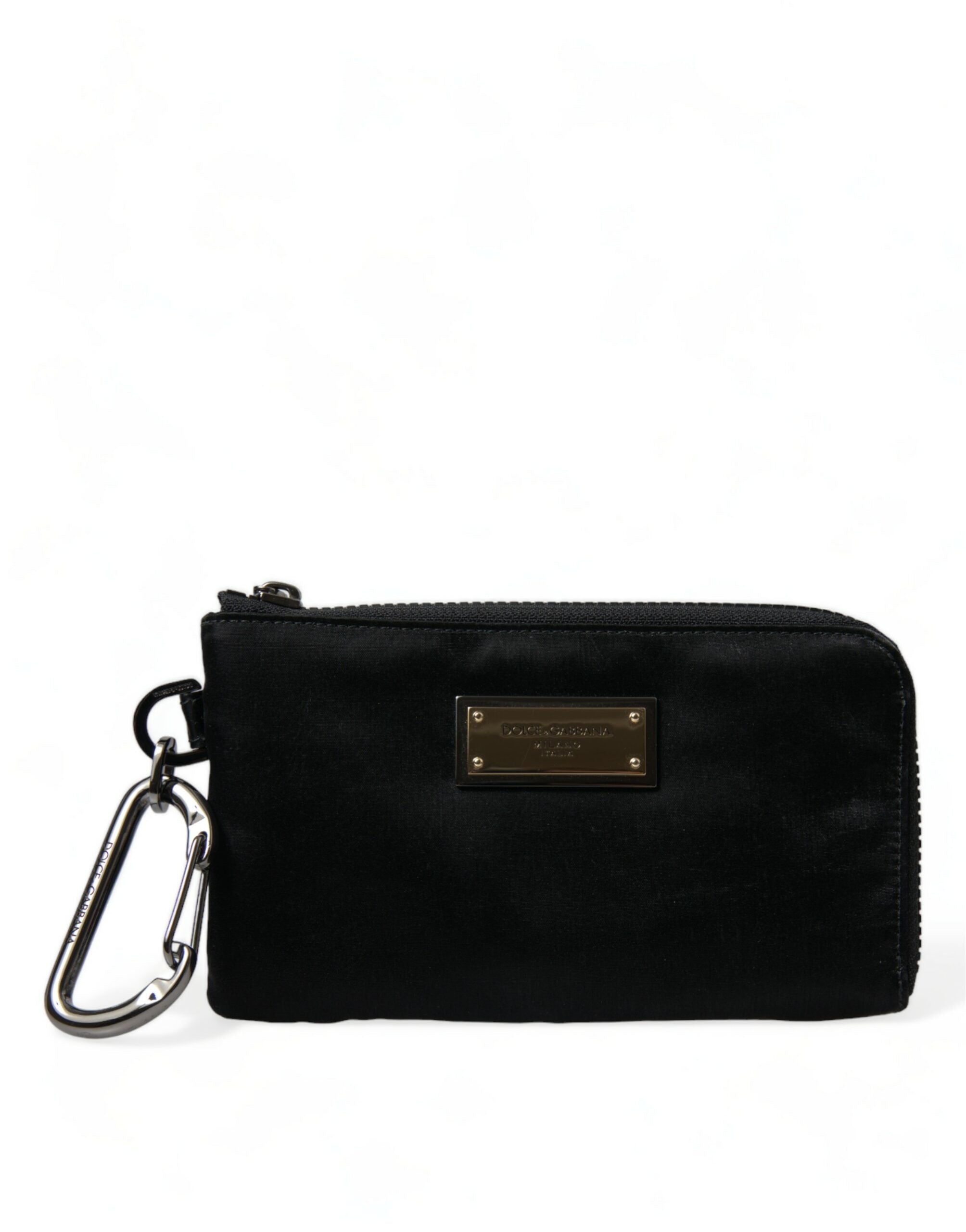 Dolce & Gabbana Elite Nylon & Leather Pouch With Logo Black Detail