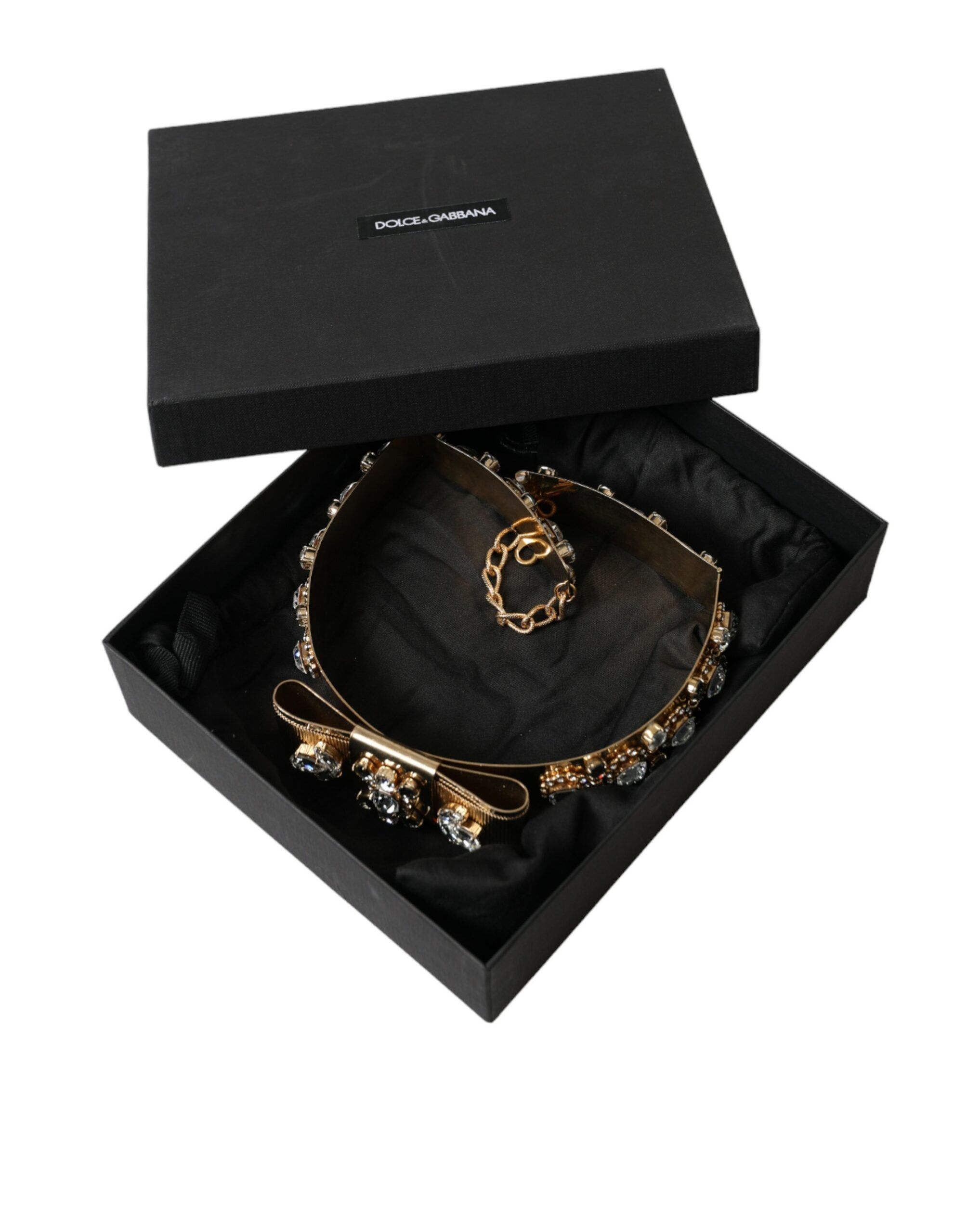 Dolce & Gabbana -Tone Crystal Embellished Waist Gold Belt