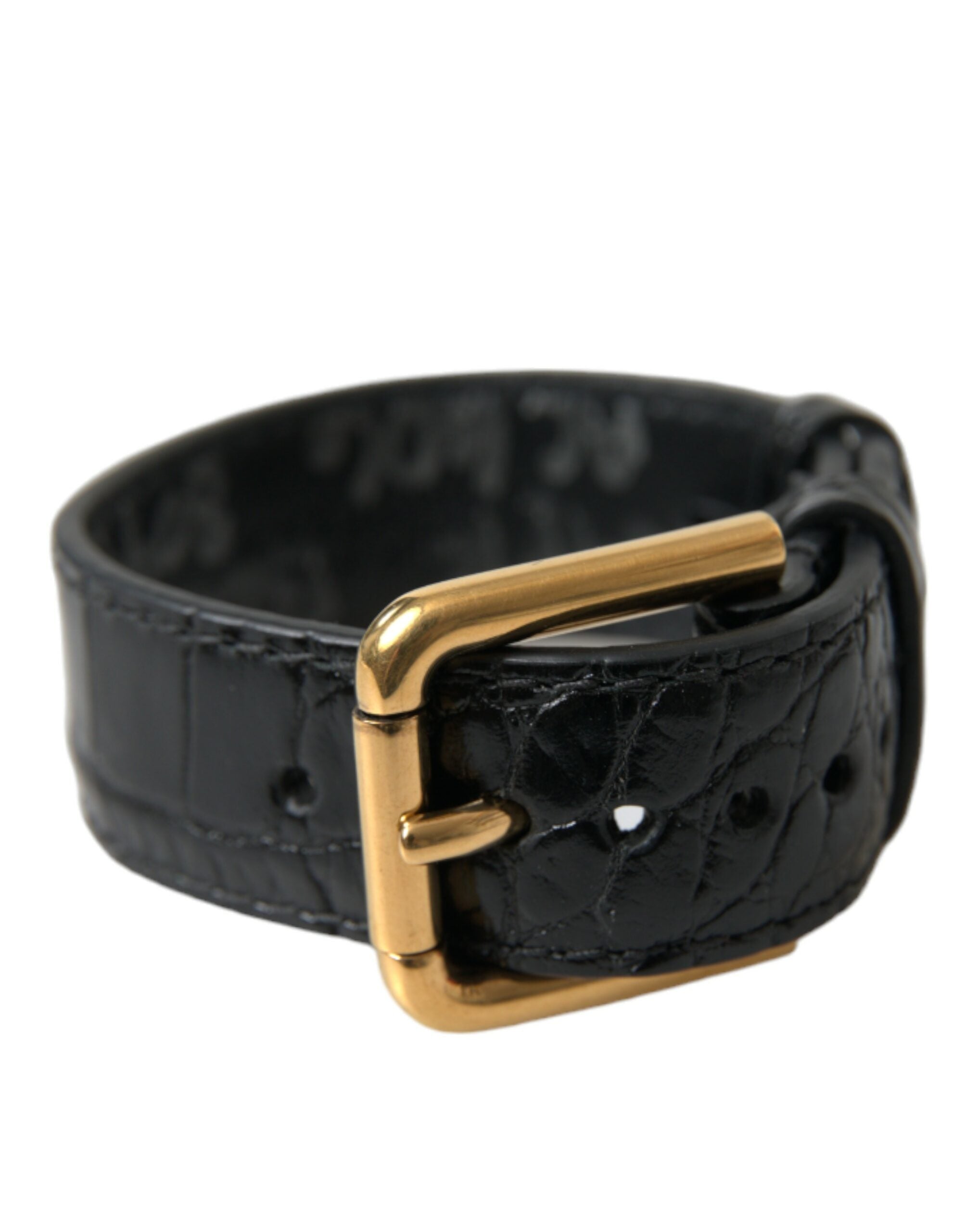 Dolce & Gabbana Elegant Leather Gold Black Bracelet