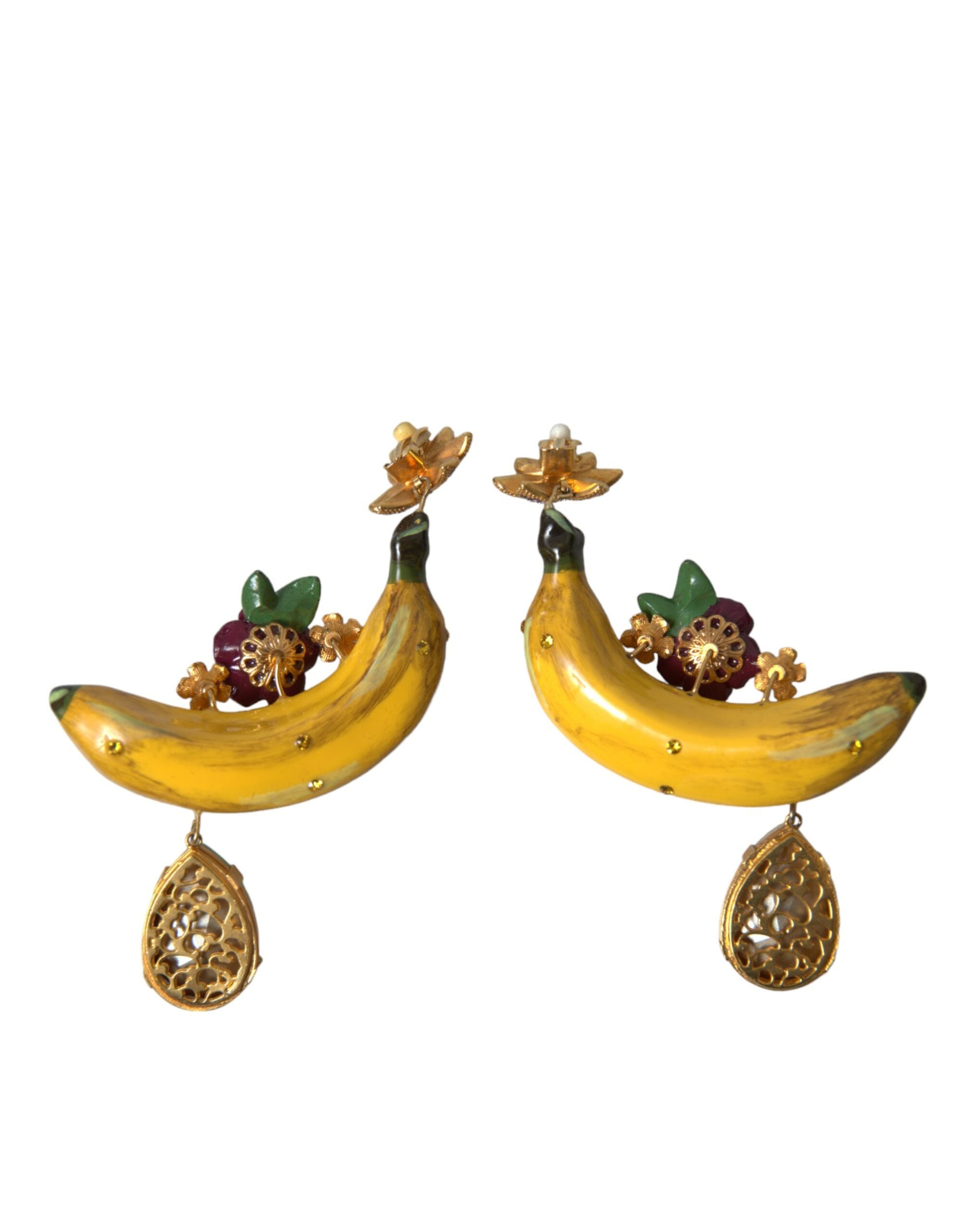 Dolce & Gabbana Chic Clip-On Banana Dangle Earrings