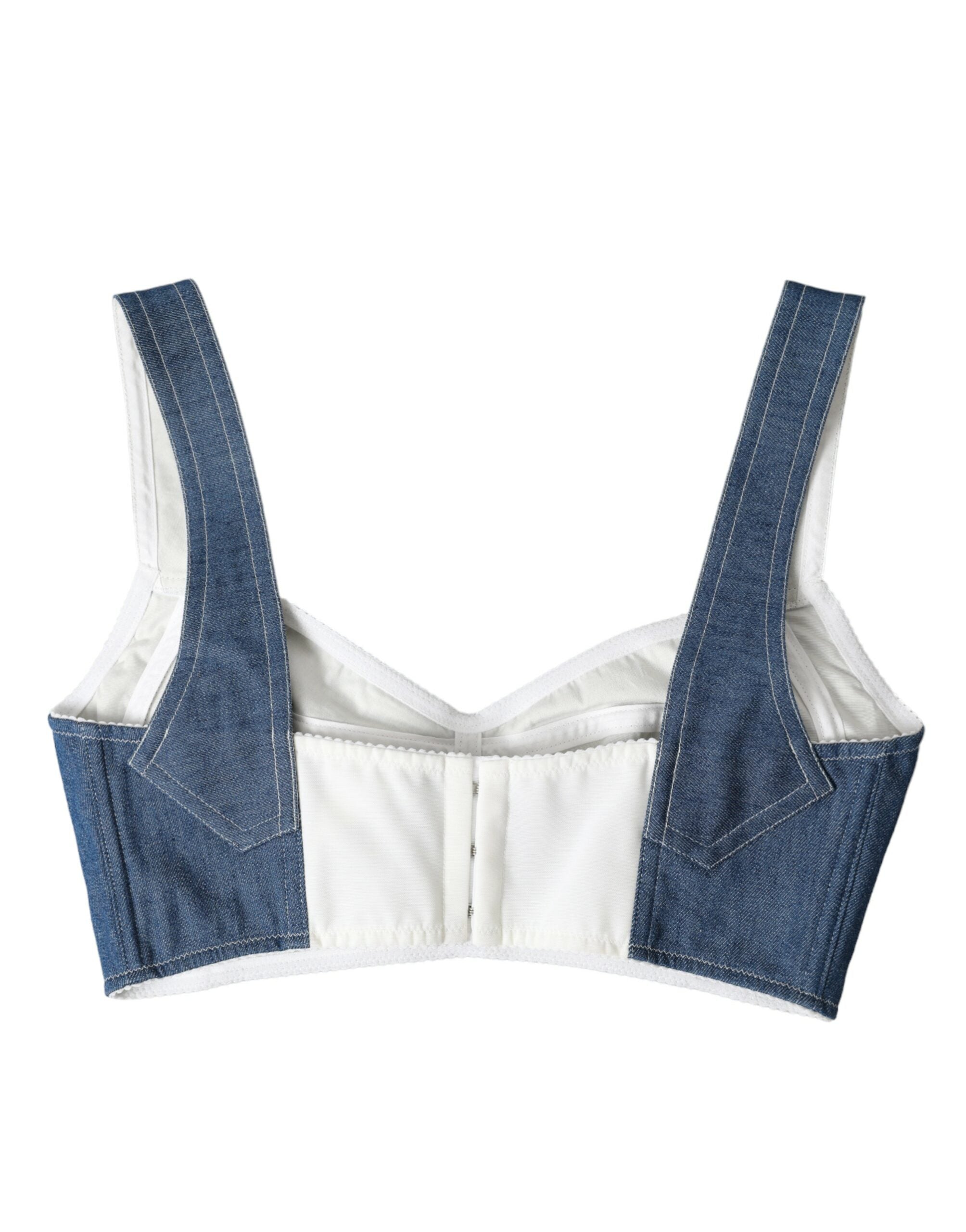 Dolce & Gabbana Elegant Bustier Crop Blue Top