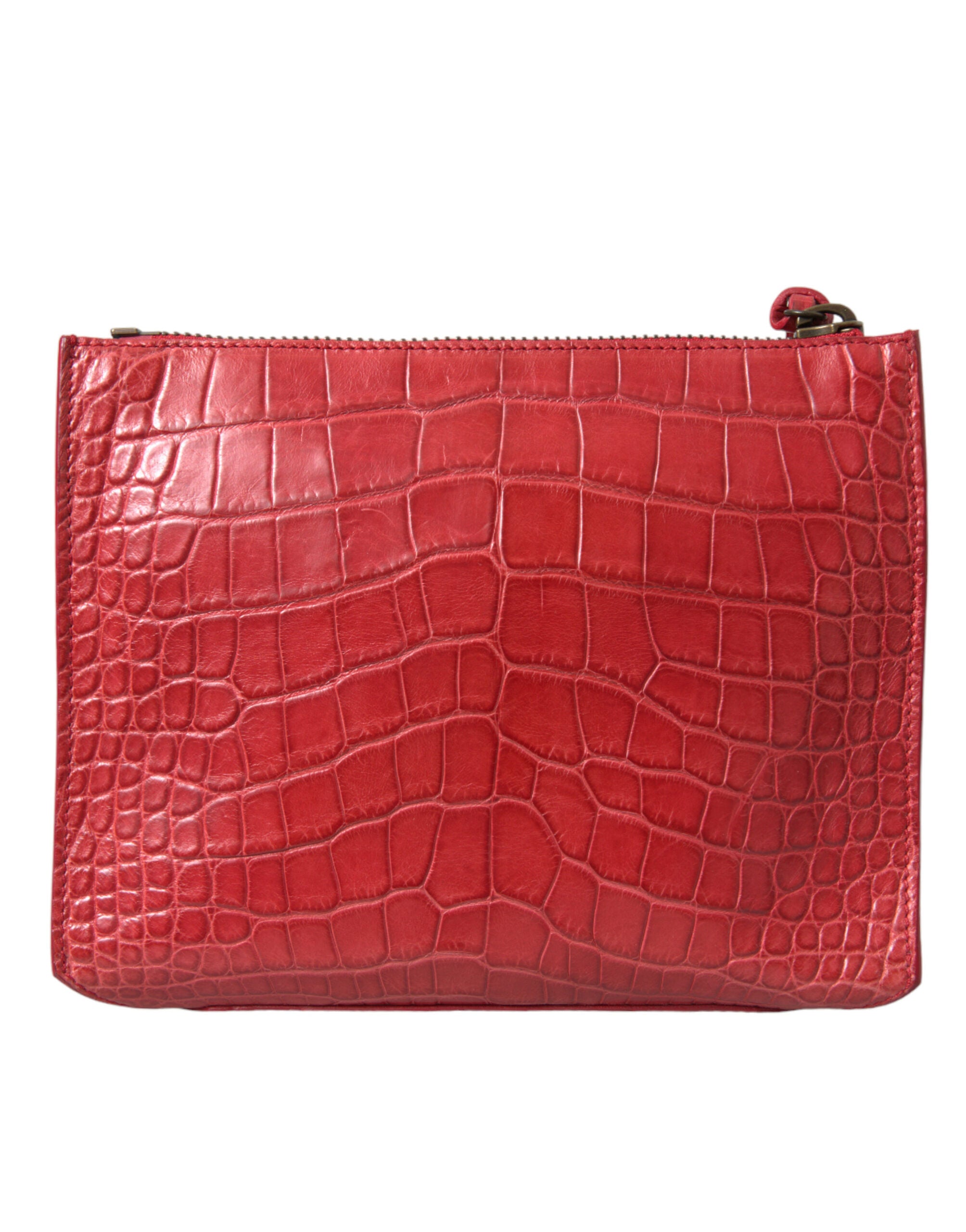 Balenciaga Exotic Alligator Leather Red Clutch