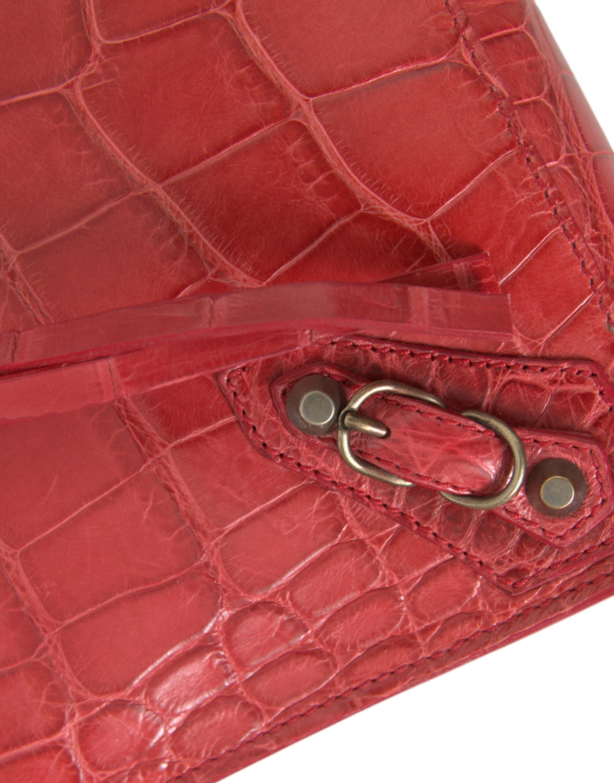 Balenciaga Exotic Alligator Leather Red Clutch