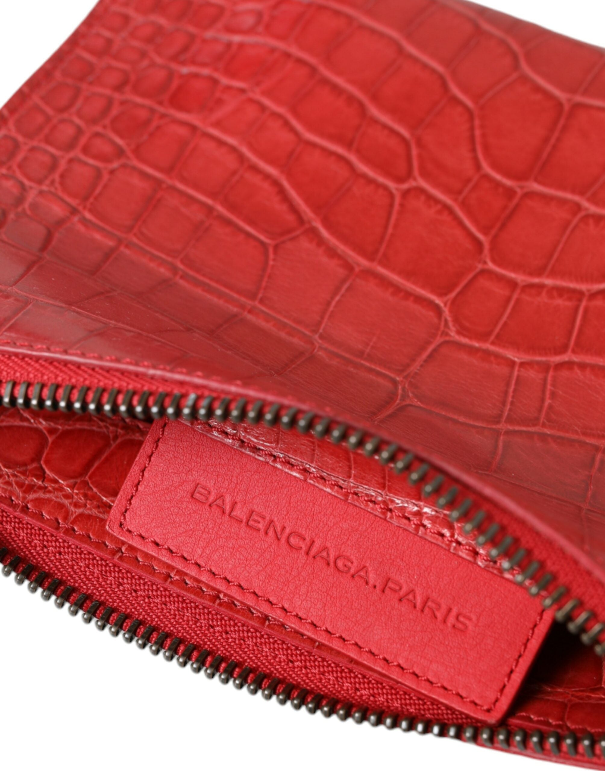 Balenciaga Exotic Alligator Leather Red Clutch