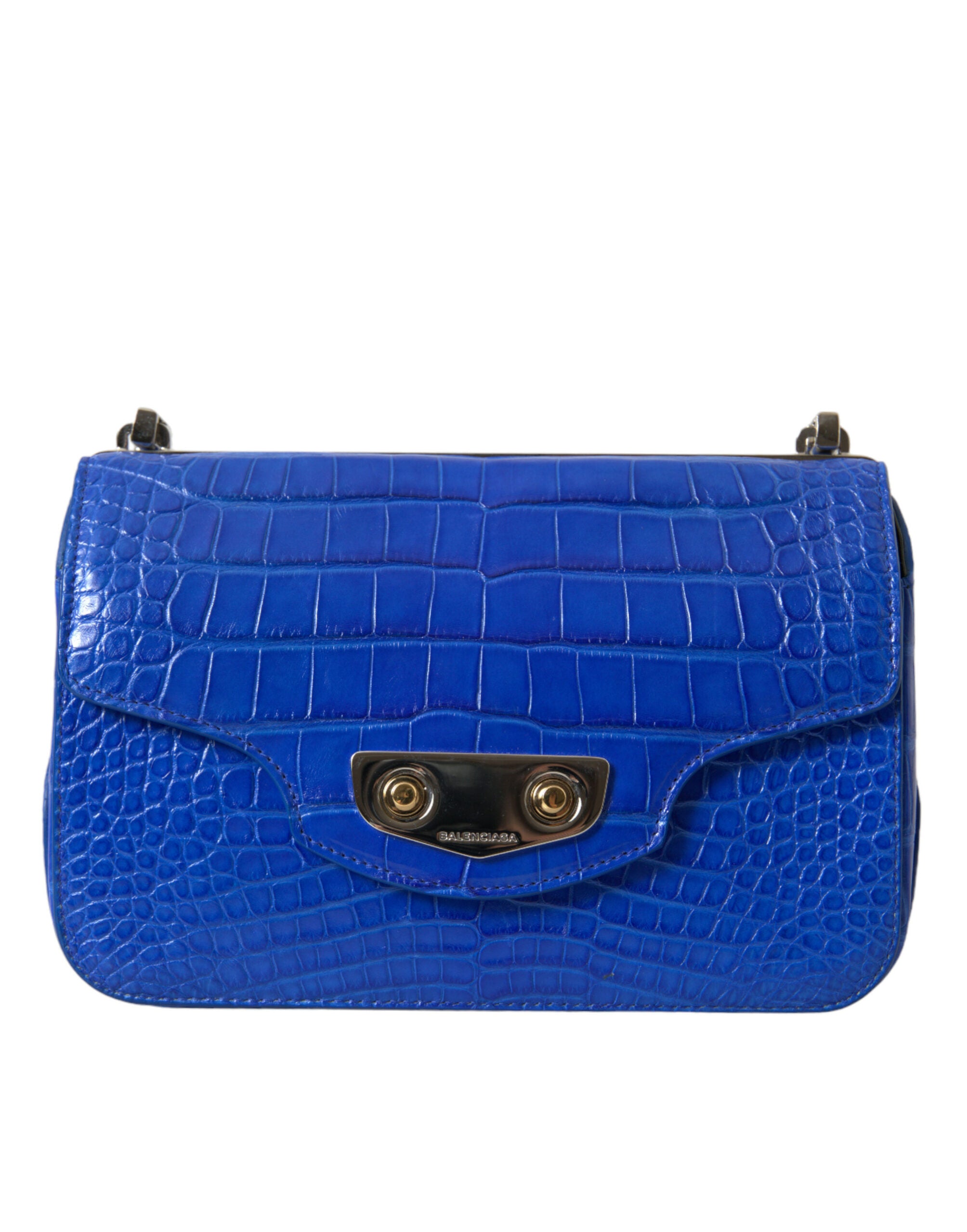 Balenciaga Alligator Skin Mini Shoulder Bag - Blue Elegant
