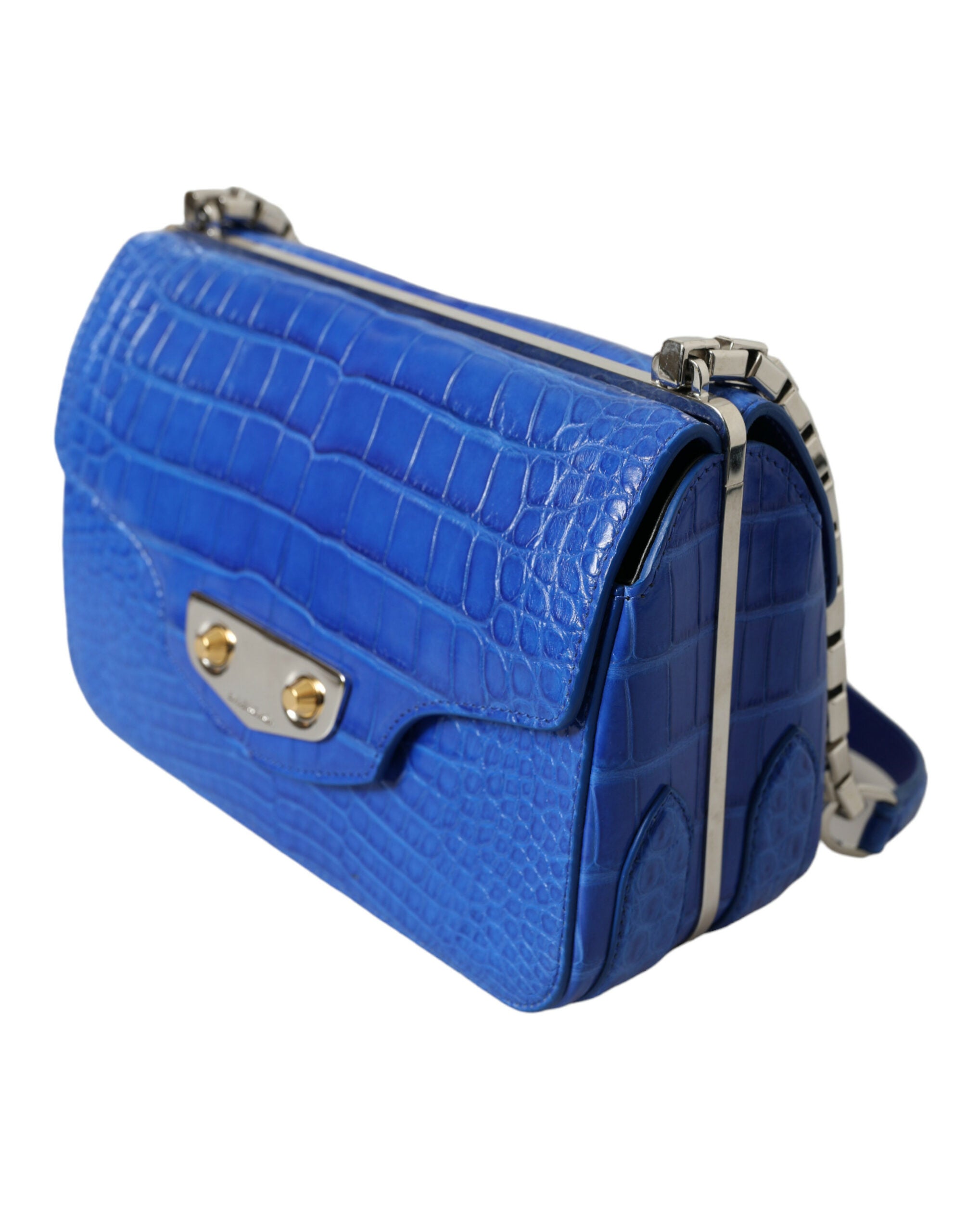 Balenciaga Alligator Skin Mini Shoulder Bag - Blue Elegant