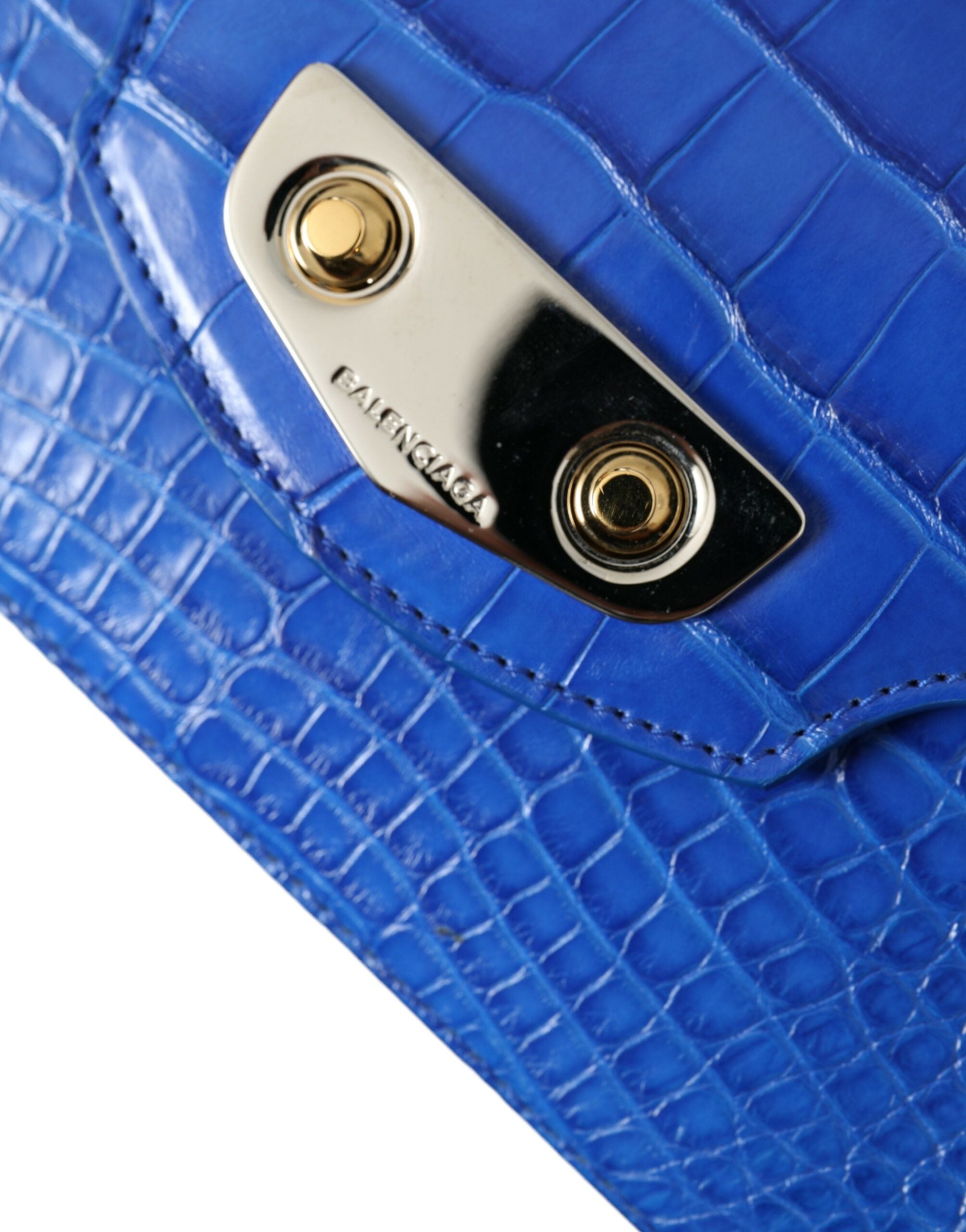 Balenciaga Alligator Skin Mini Shoulder Bag - Blue Elegant
