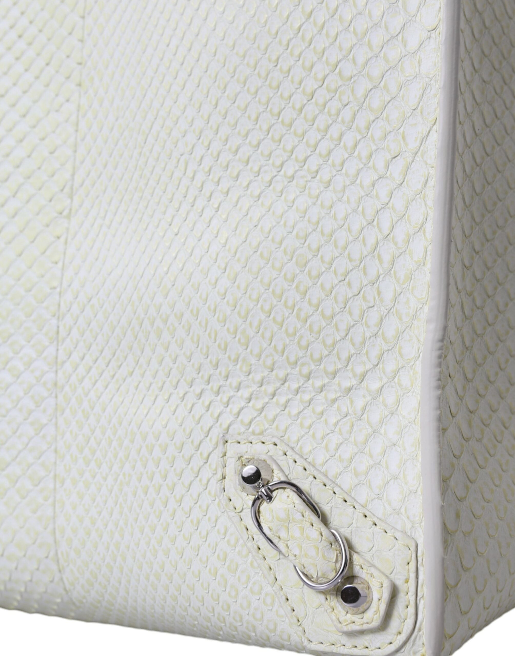 Balenciaga Chic Python Leather White Yellow Tote