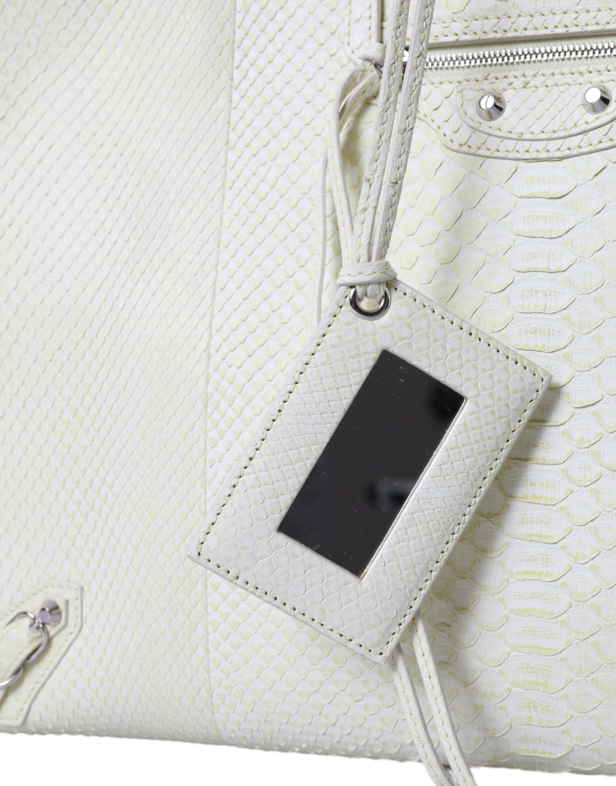 Balenciaga Chic Python Leather White Yellow Tote
