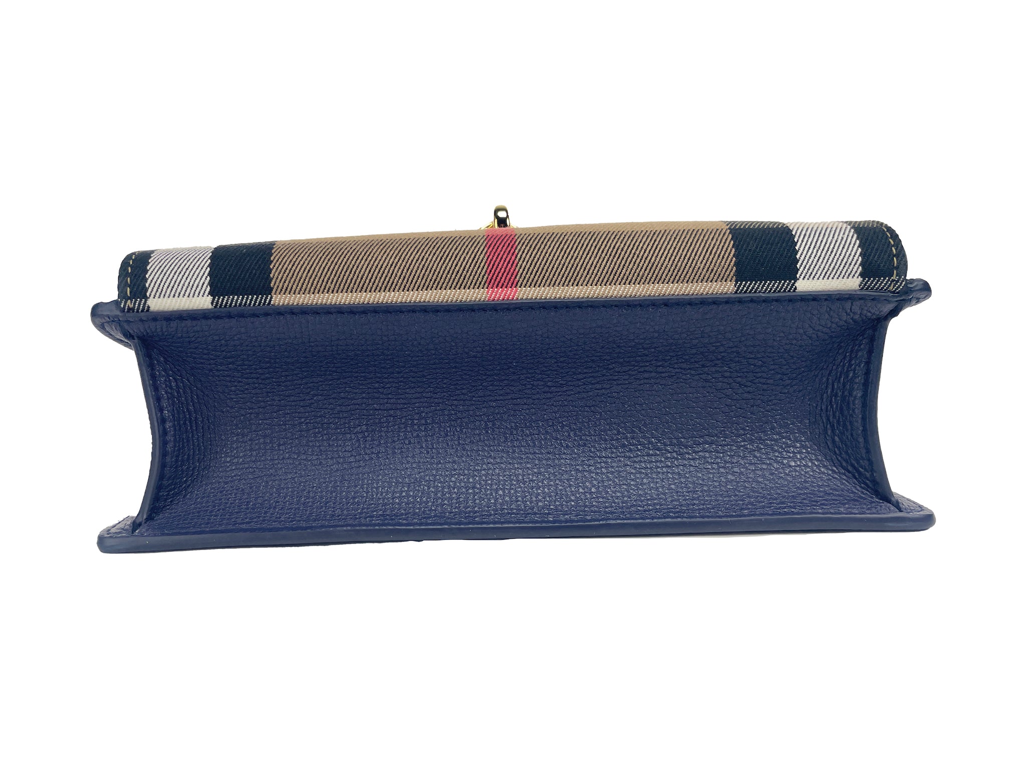 Burberry Macken Small Regency House Check Leather Crossbody Blue Bag