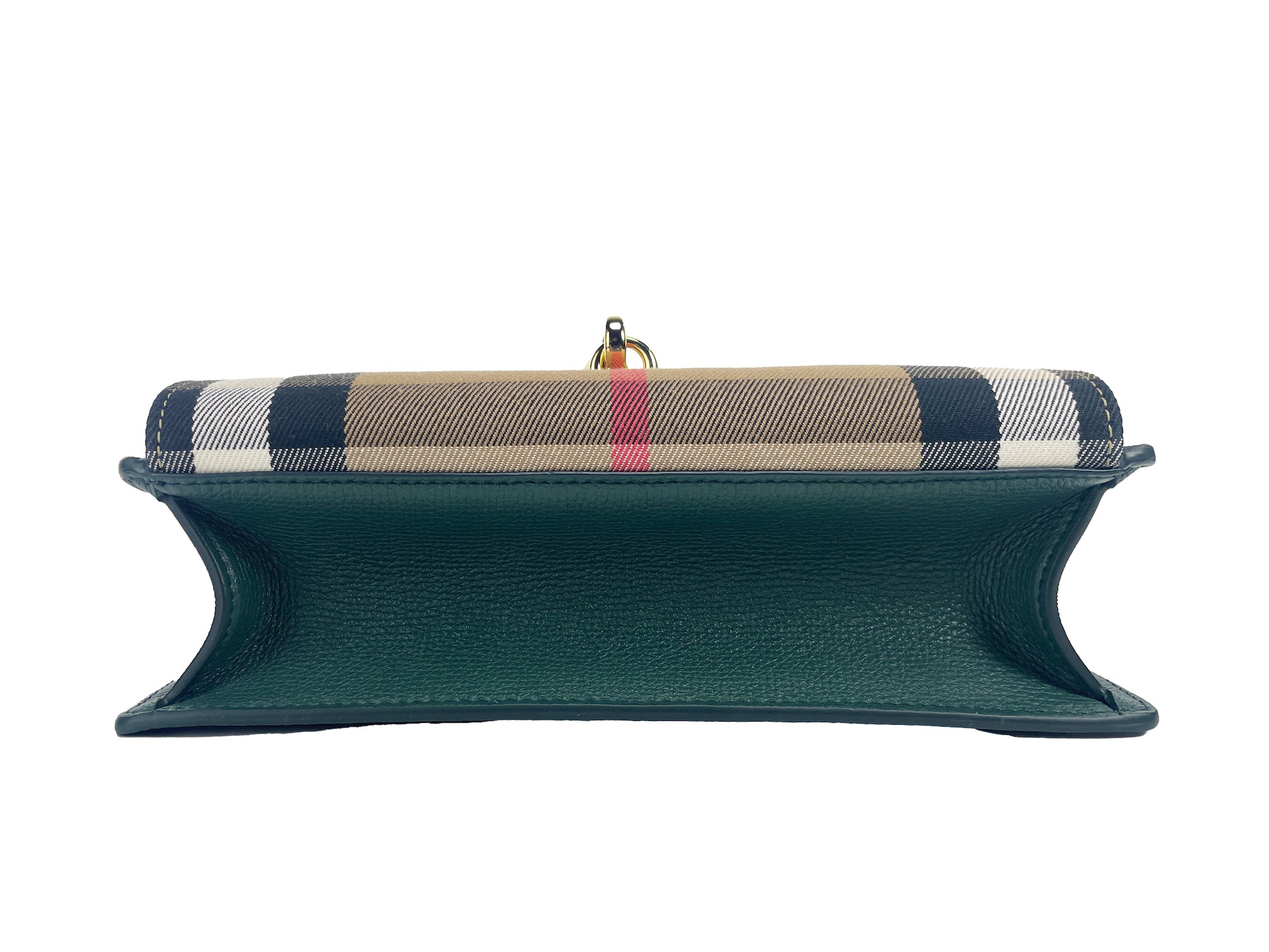 Burberry Macken Small Vintage House Check Leather Crossbody Green Bag