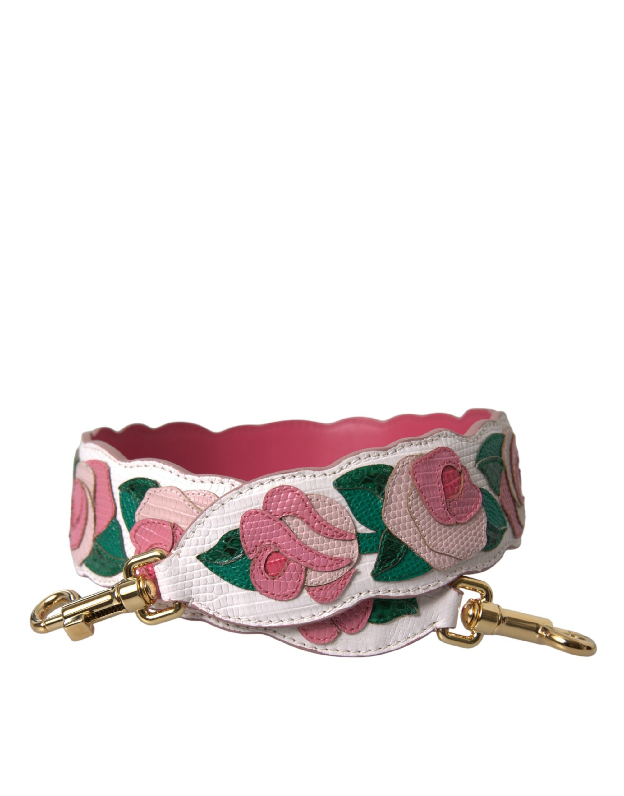 Dolce & Gabbana Floral Leather Accessory Shoulder White Strap