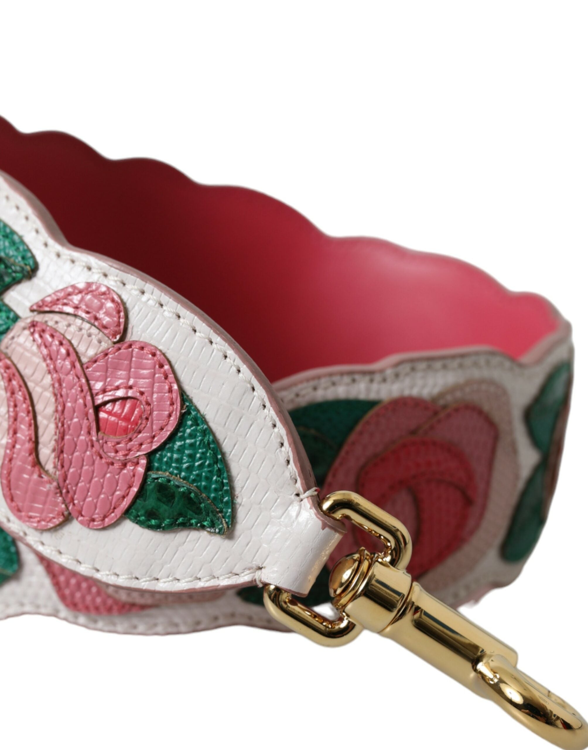 Dolce & Gabbana Floral Leather Accessory Shoulder White Strap