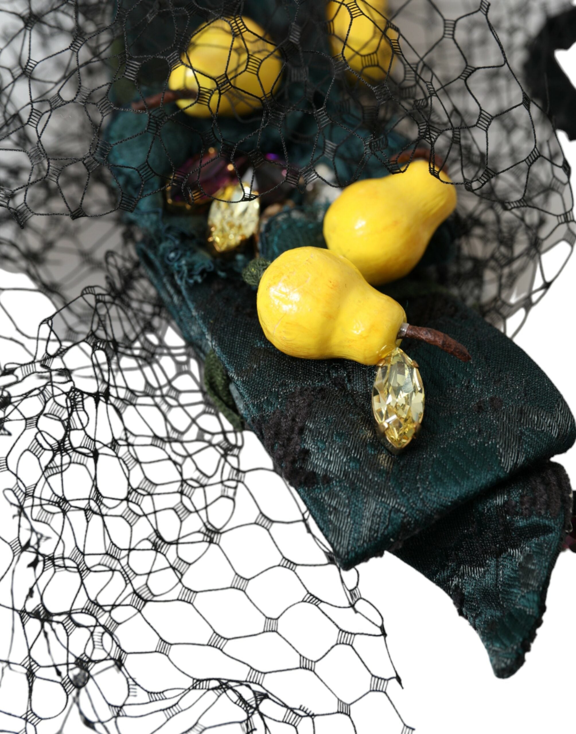 Dolce & Gabbana Lemons Sicily Crystal Net Headband Black Purple Diadem
