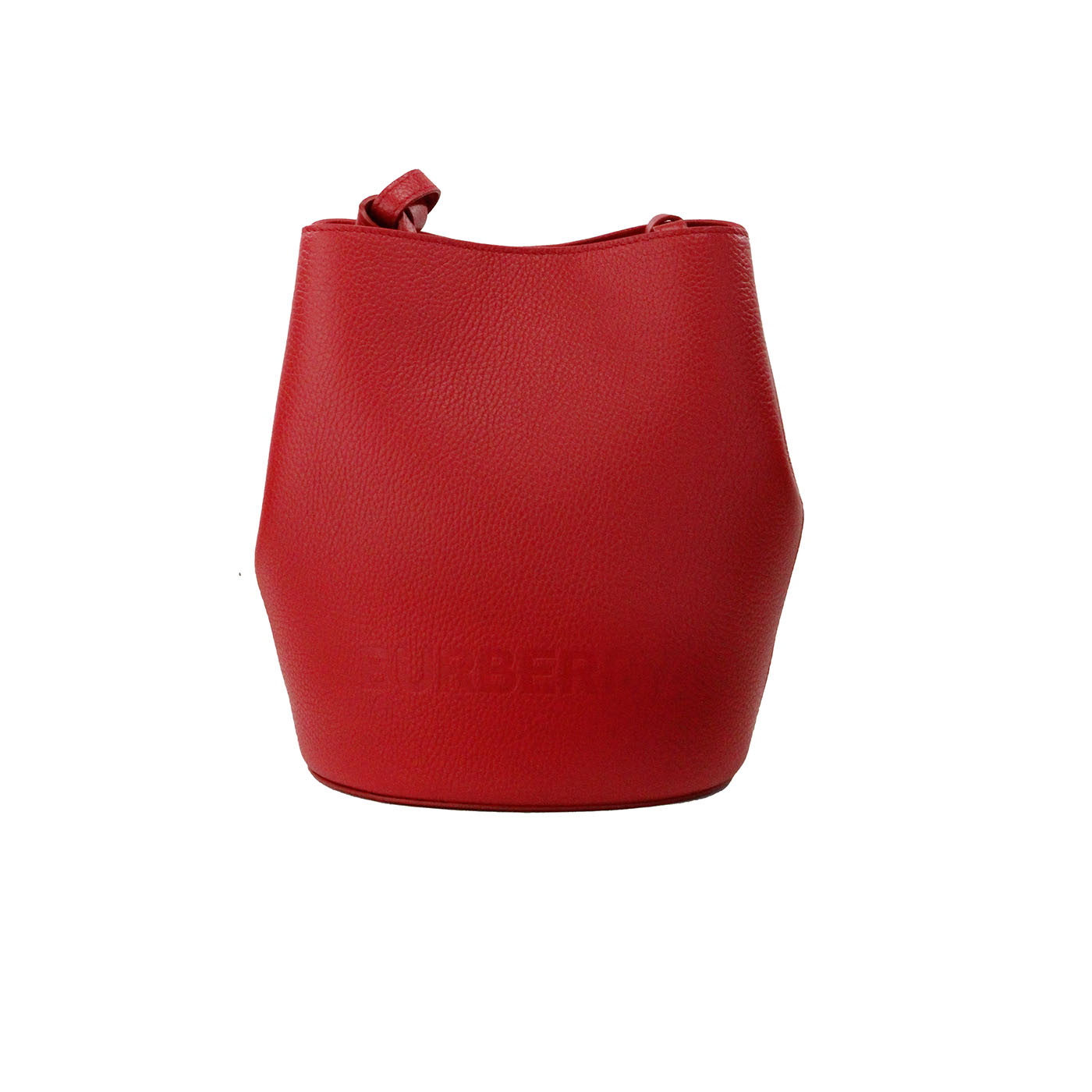Burberry Lorne Small Pebbled Leather Bucket Crossbody Purse Red Bag