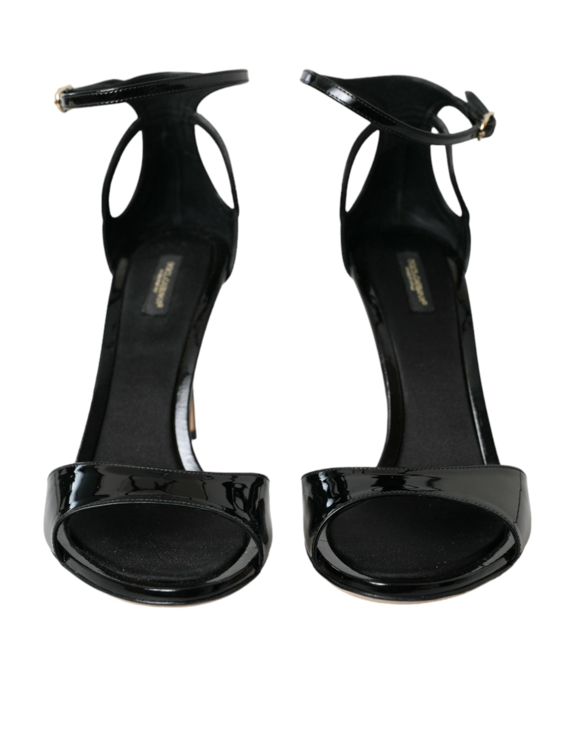 Dolce & Gabbana Black Keira Leather Heels Sandals Shoes