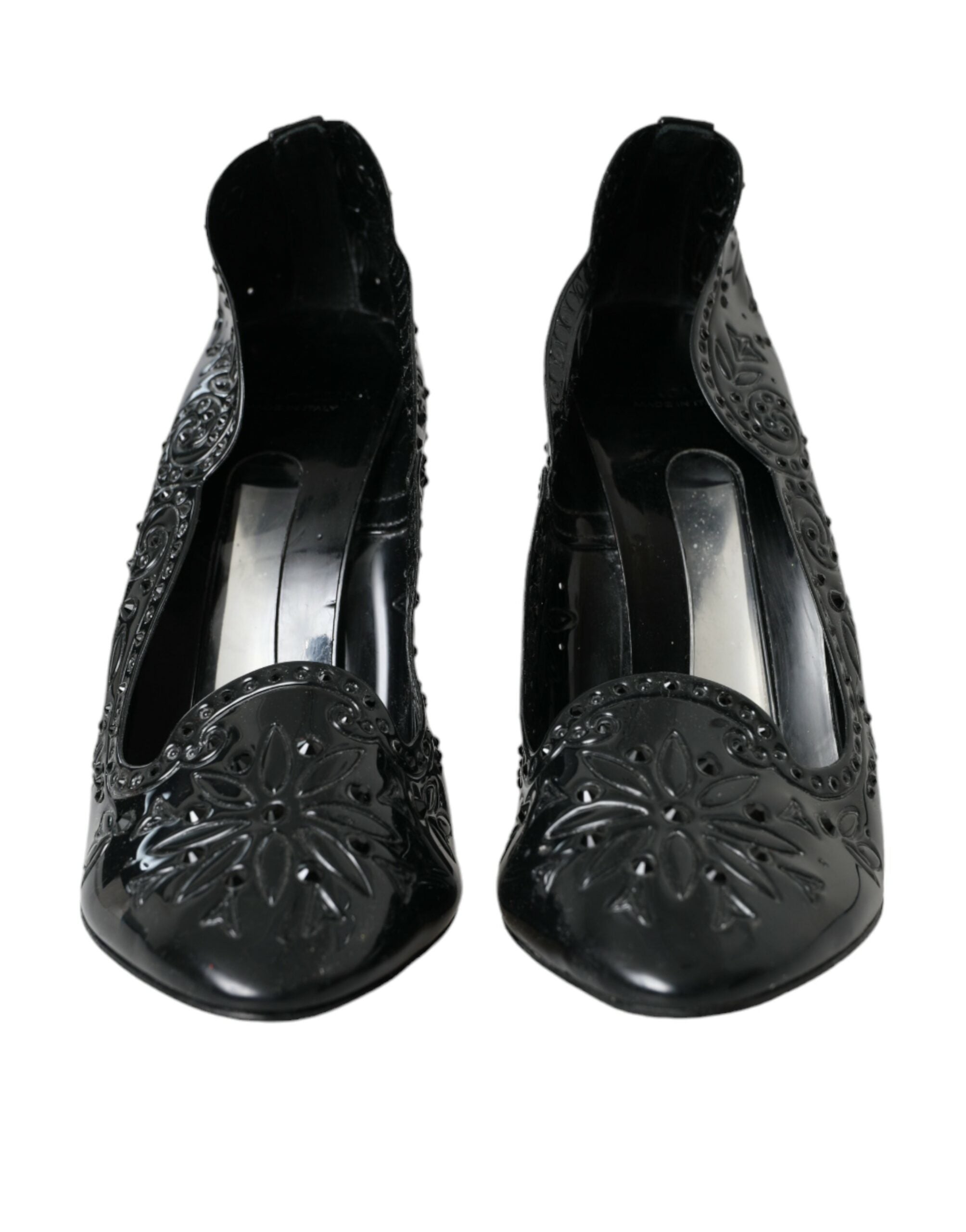 Dolce & Gabbana Black Crystal Cinderella Heels Pumps Shoes