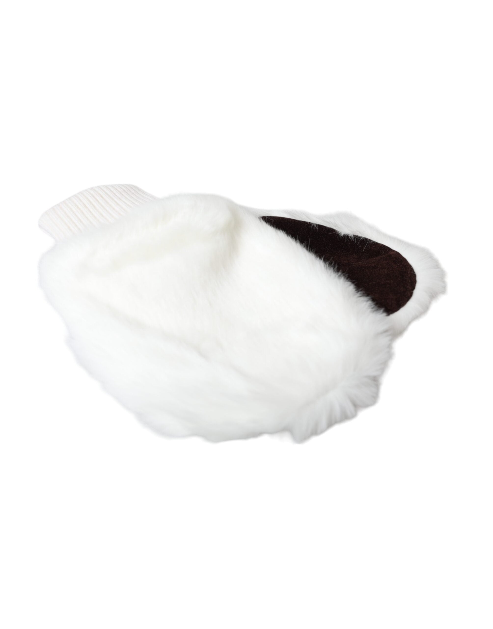 Dolce & Gabbana Acrylic Knitted Fur Wrist Mitten White Gloves