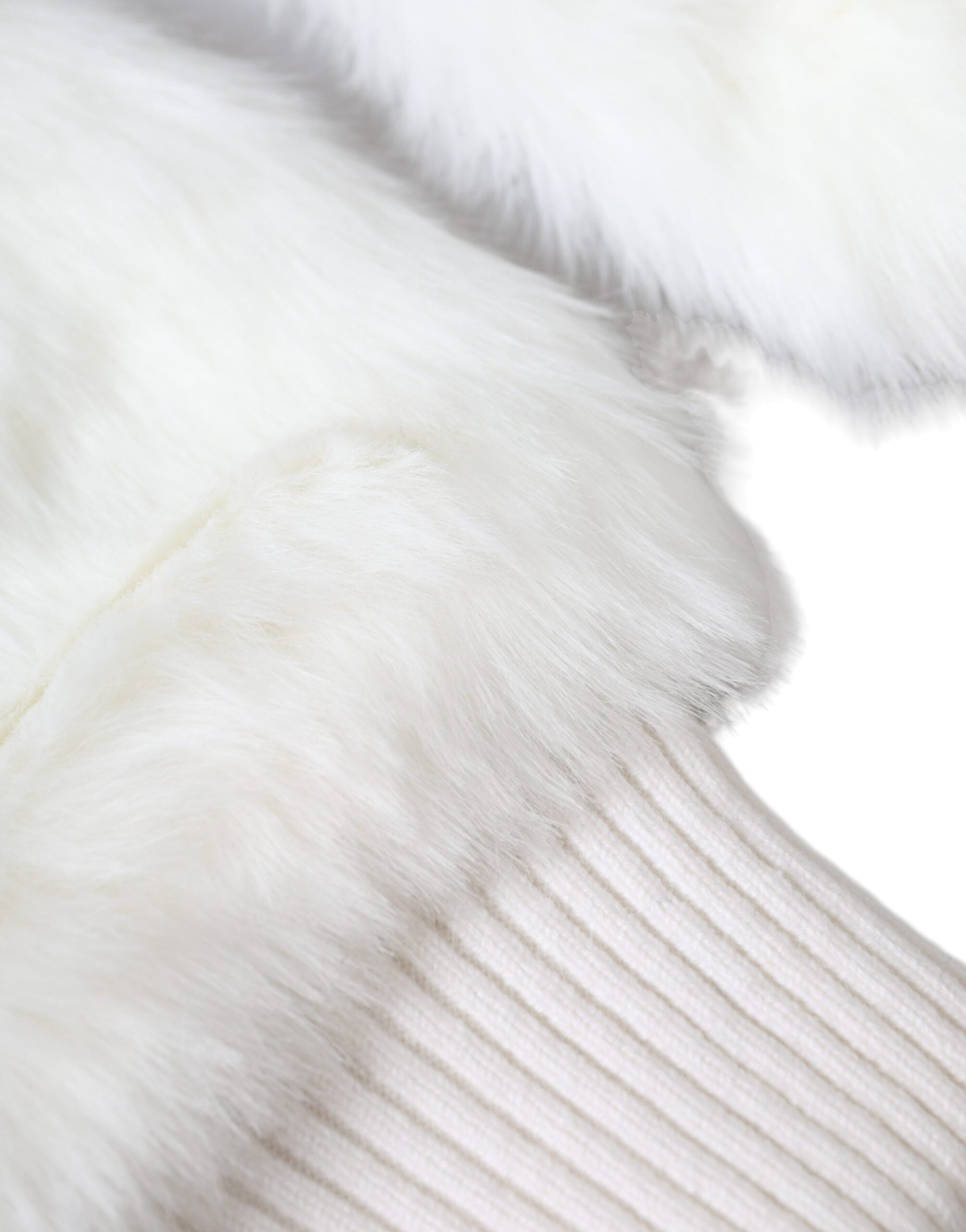 Dolce & Gabbana Acrylic Knitted Fur Wrist Mitten White Gloves