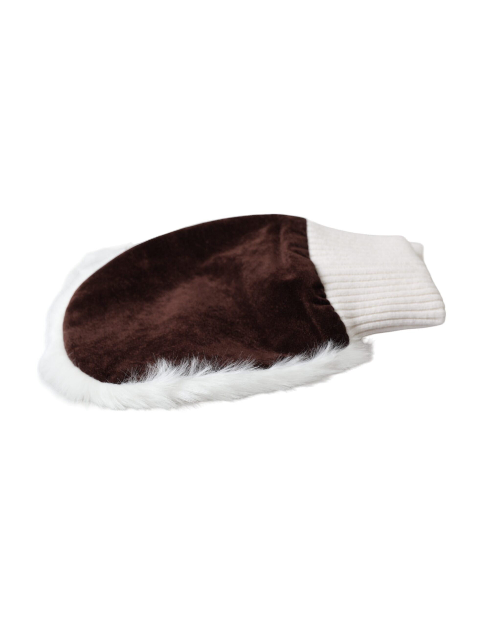 Dolce & Gabbana Acrylic Knitted Fur Wrist Mitten White Gloves