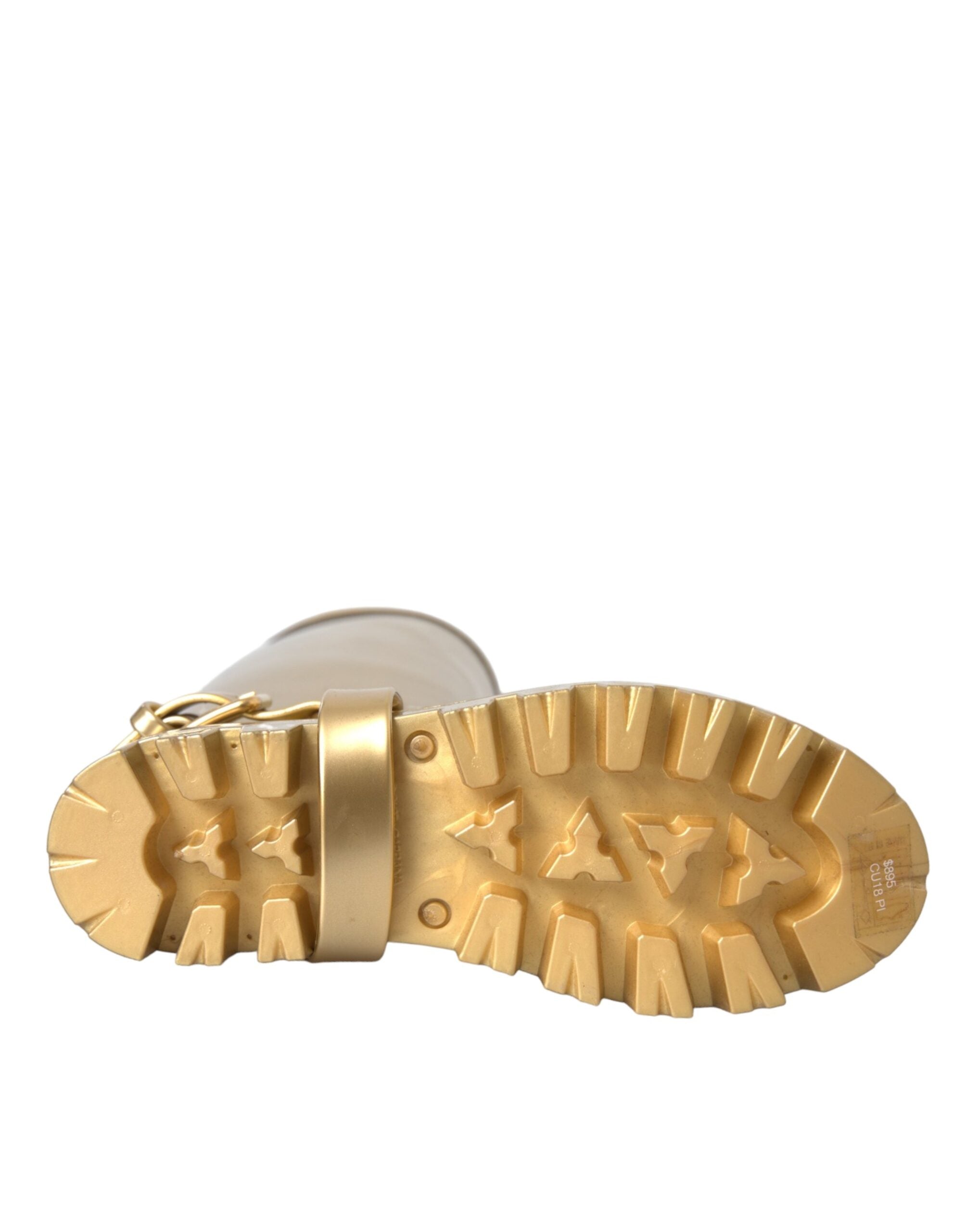 Dolce & Gabbana Metallic Gold Rubber Pvc Rain Boots Shoes