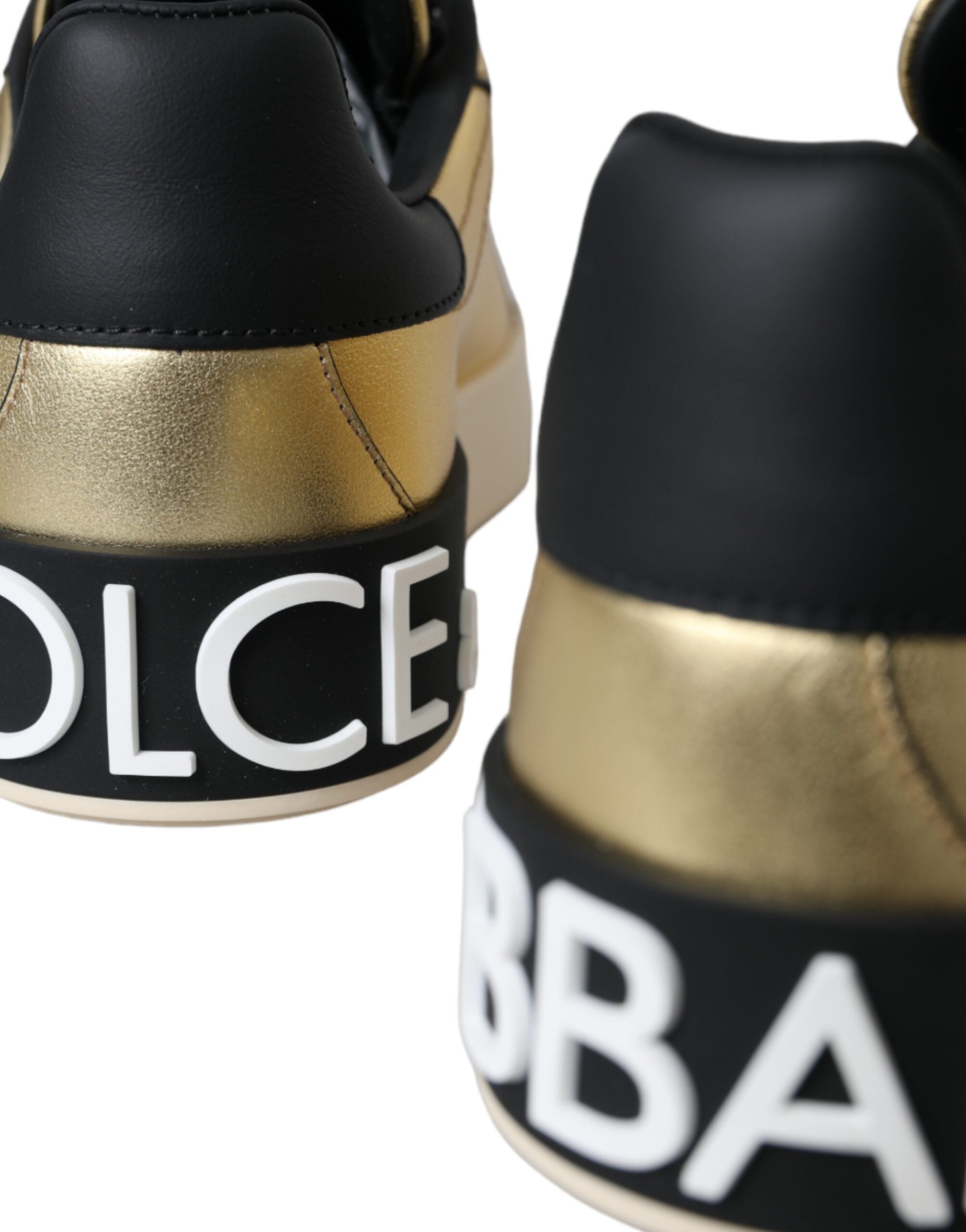 Dolce & Gabbana Gold Portofino Calf Leather Sneakers Women Shoes Glam Steals