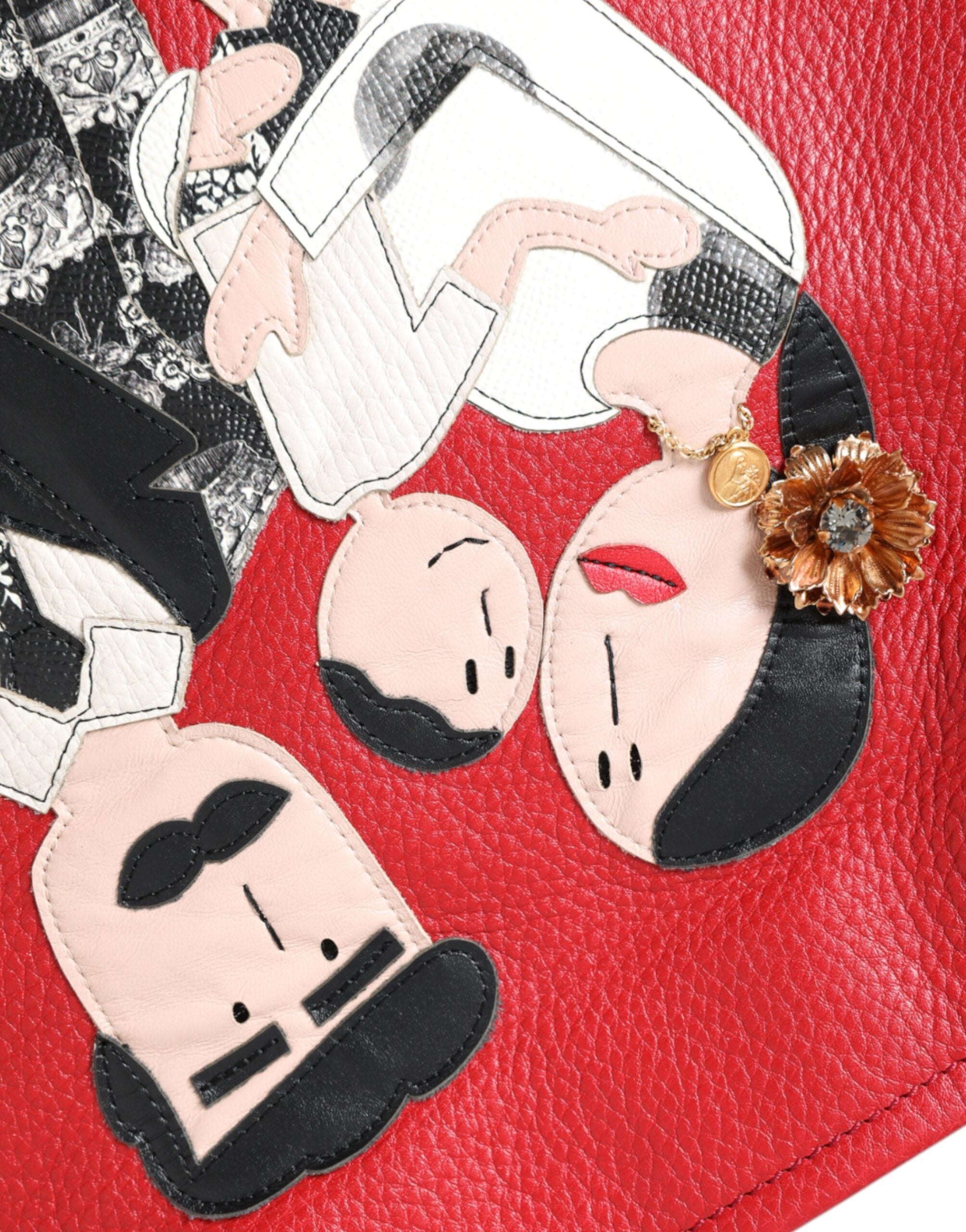 Dolce & Gabbana Leather #Dgfamily Patch Shopping Tote Red Bag