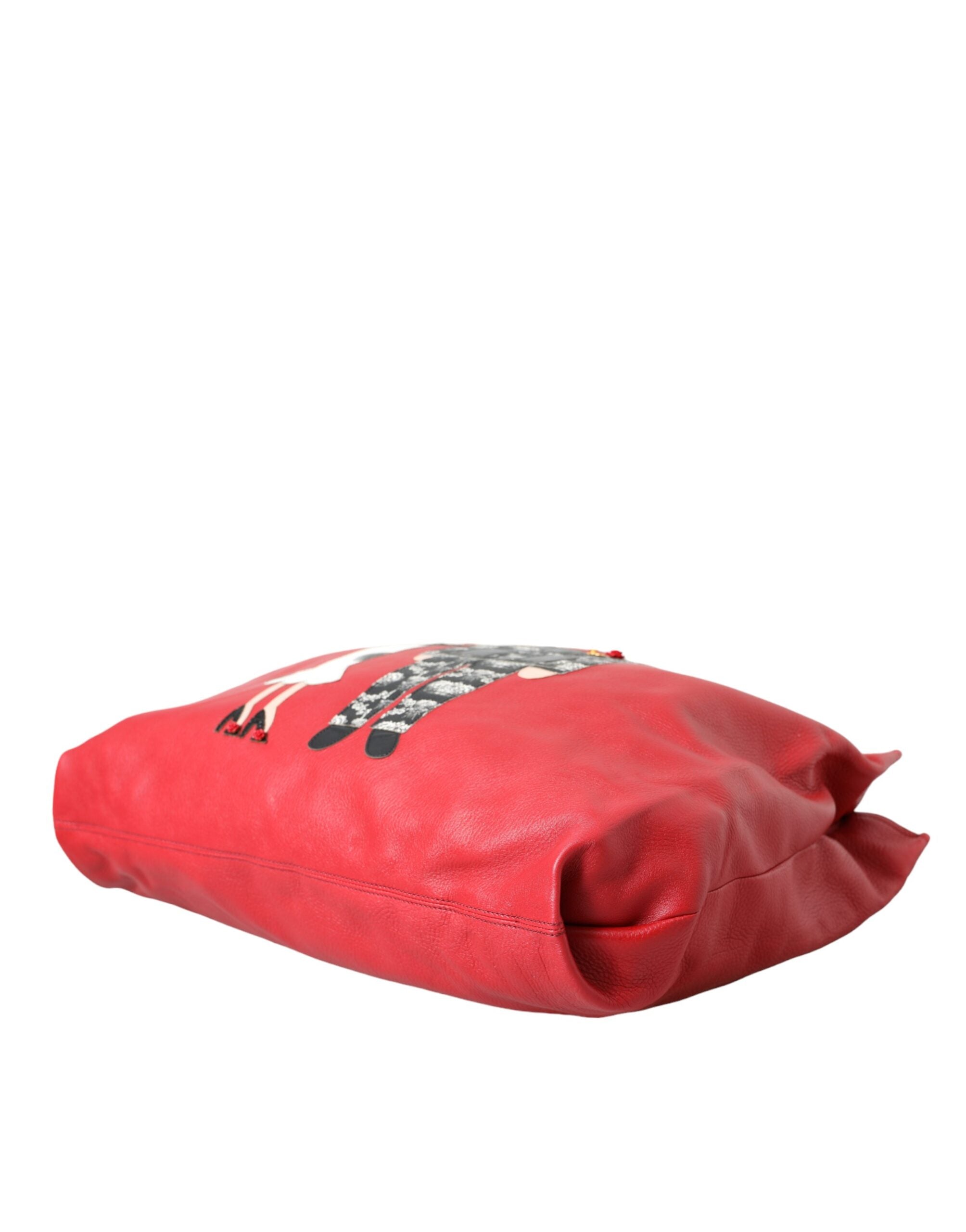 Dolce & Gabbana Leather #Dgfamily Patch Shopping Tote Red Bag