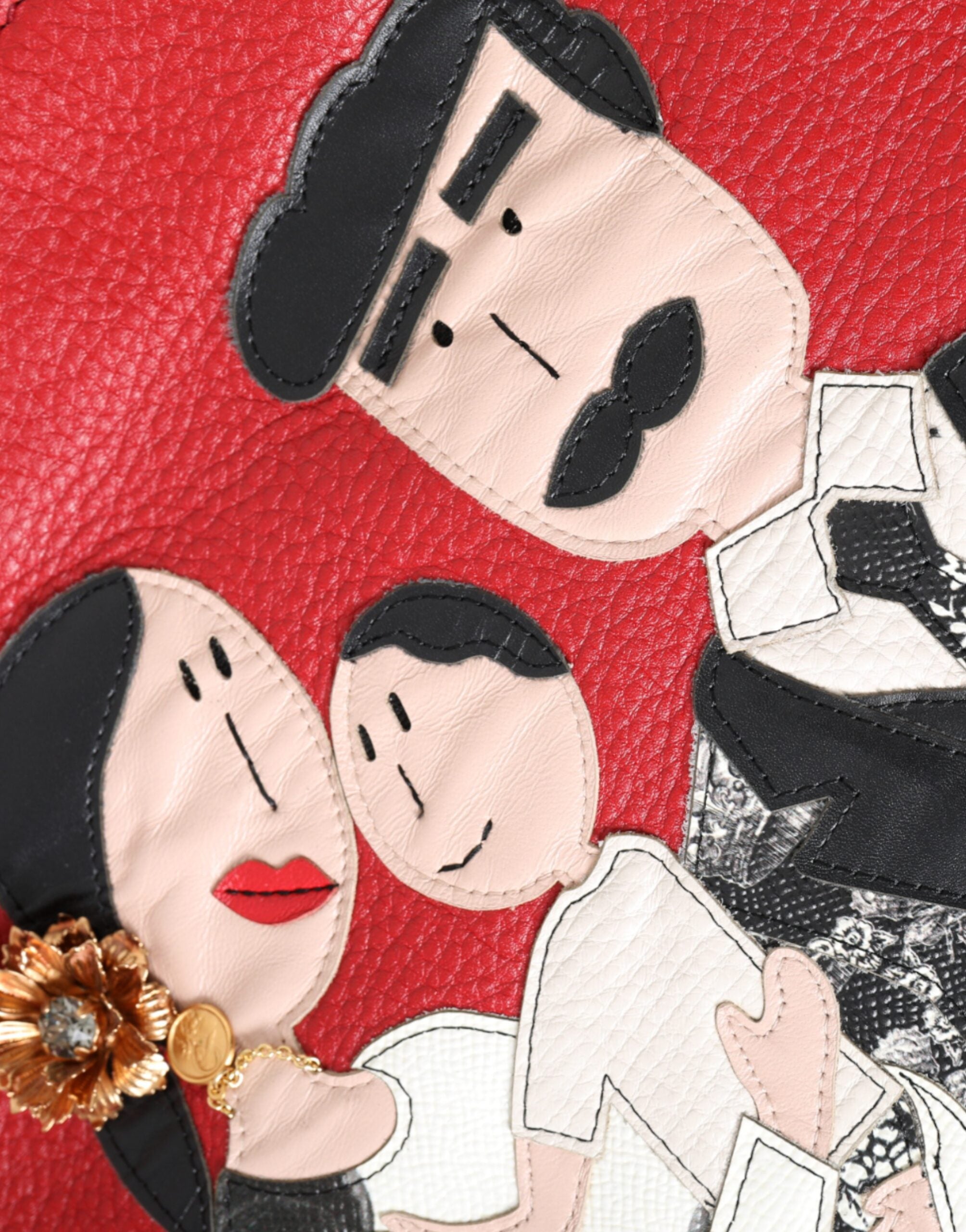 Dolce & Gabbana Leather #Dgfamily Patch Shopping Tote Red Bag