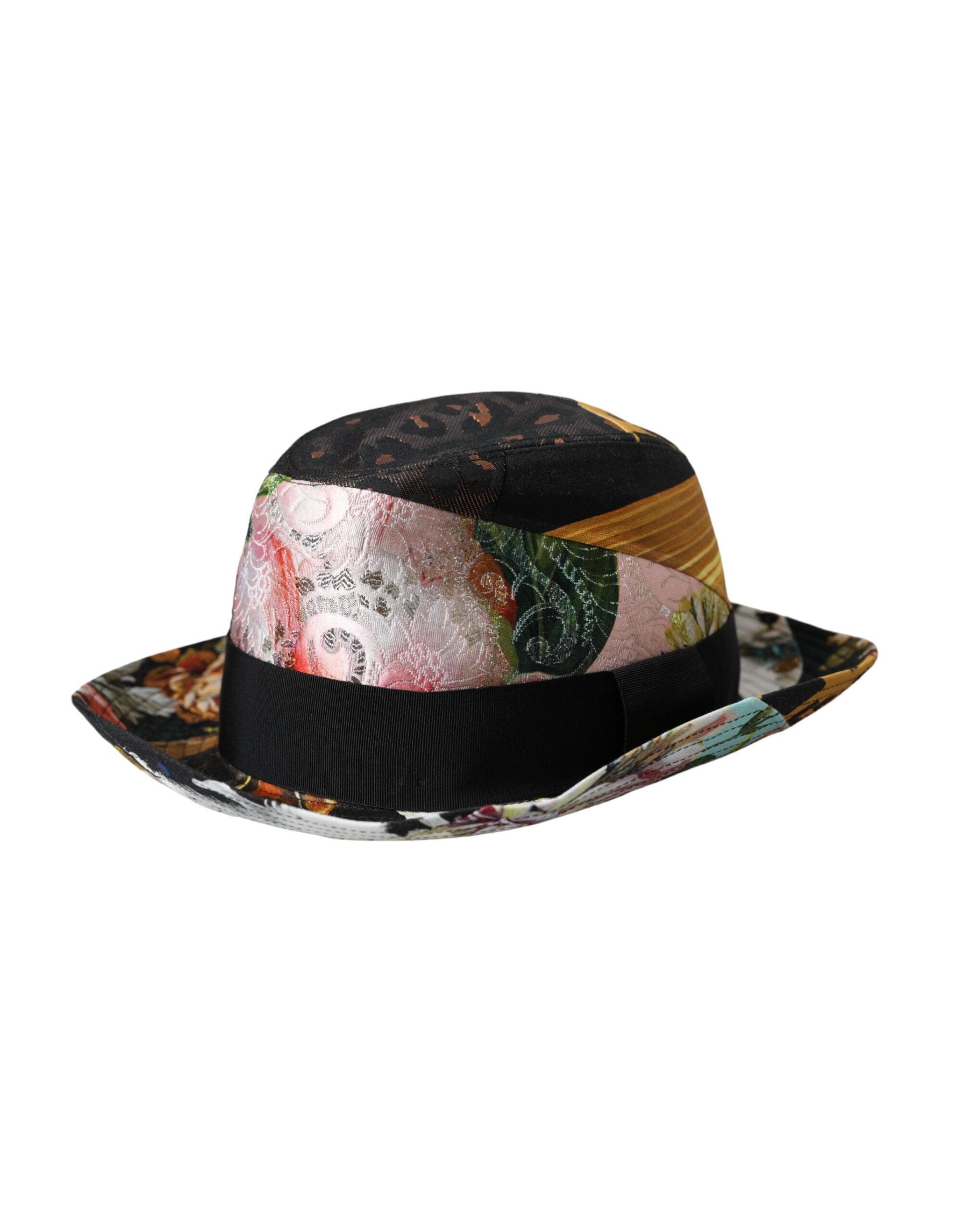 Dolce & Gabbana Patchwork Women Fedora Wide Brim Multicolor Hat