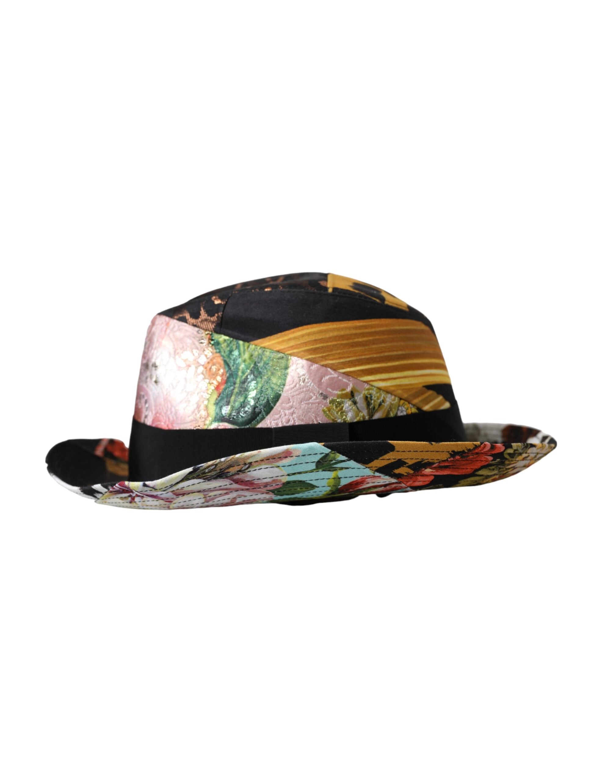 Dolce & Gabbana Patchwork Women Fedora Wide Brim Multicolor Hat