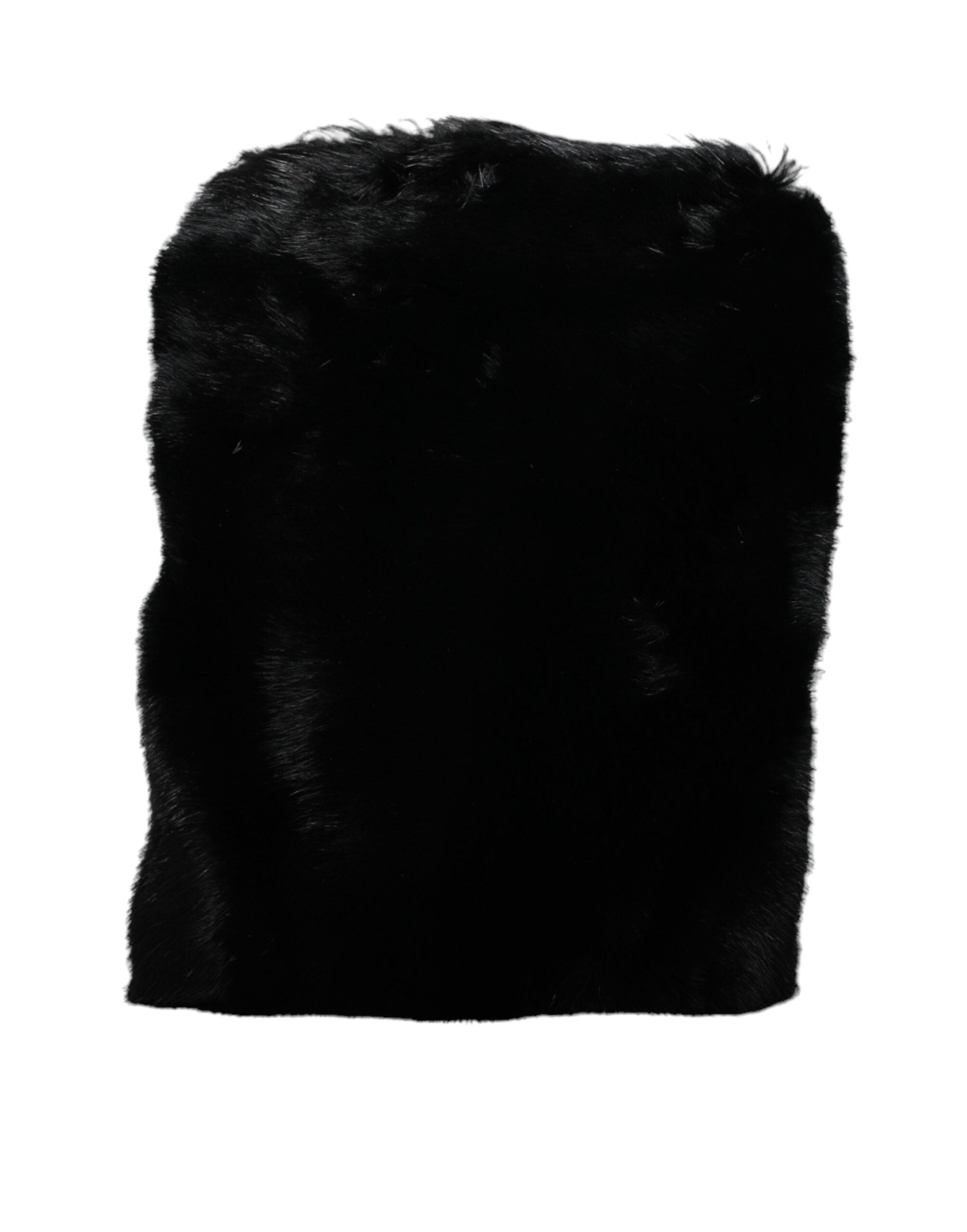 Dolce & Gabbana Faux Fur Chain Crossbody Shoulder Purse Black Silver Bag