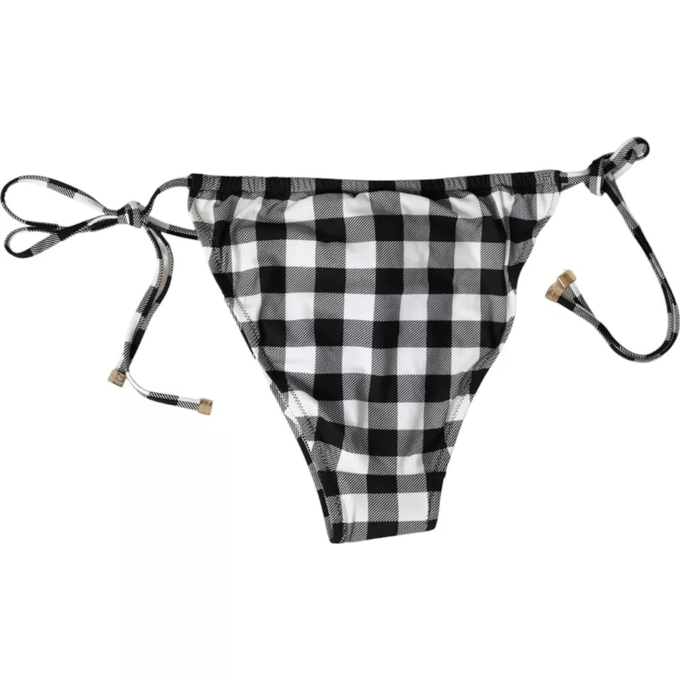 Dolce & Gabbana Check Swimwear Beachwear Bottom Black White Bikini