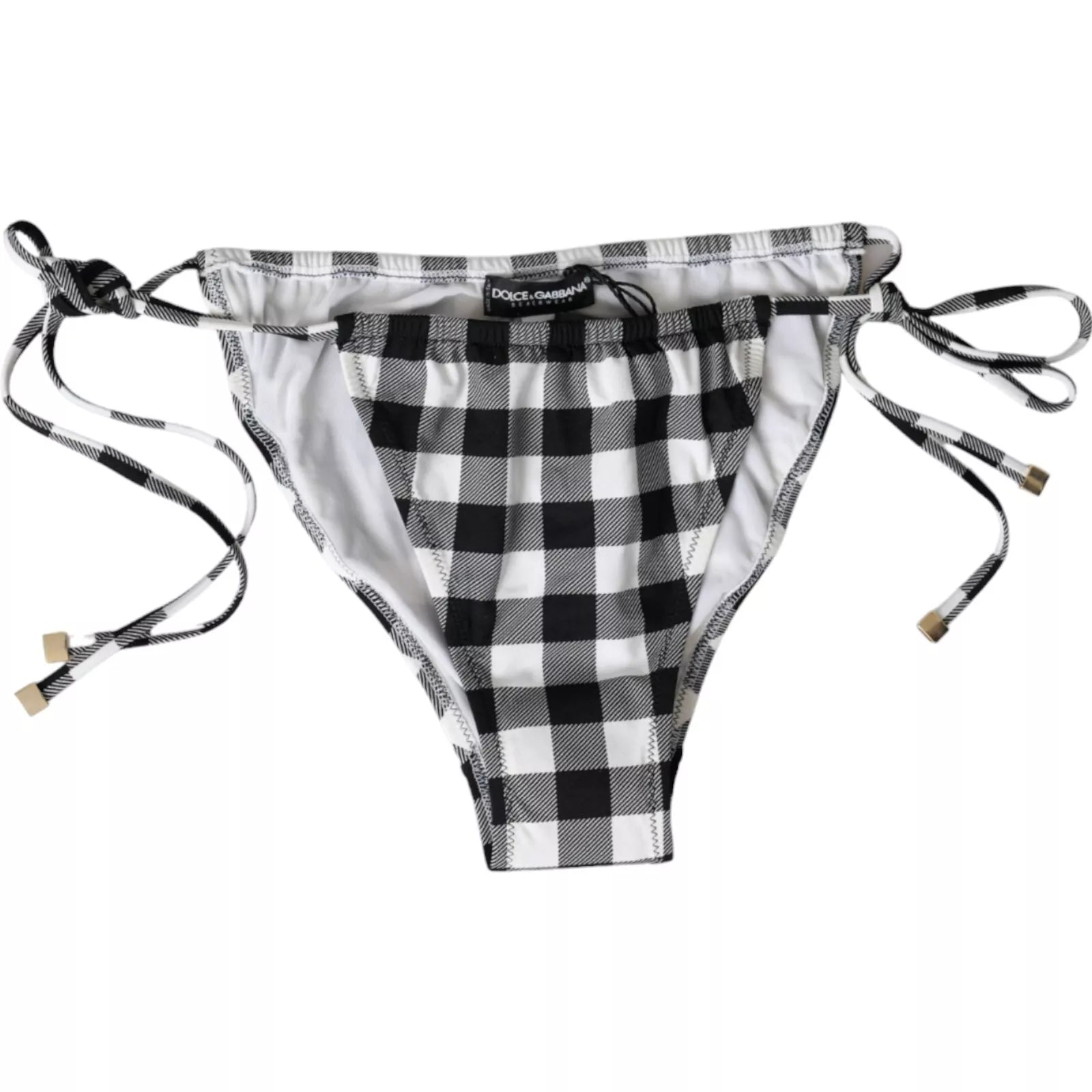 Dolce & Gabbana Check Swimwear Beachwear Bottom Black White Bikini