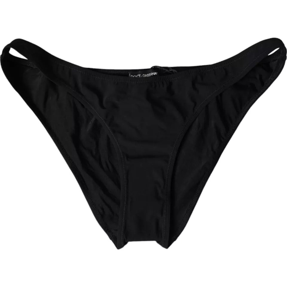 Dolce & Gabbana Nylon Swimwear Beachwear Bottom Black Bikini