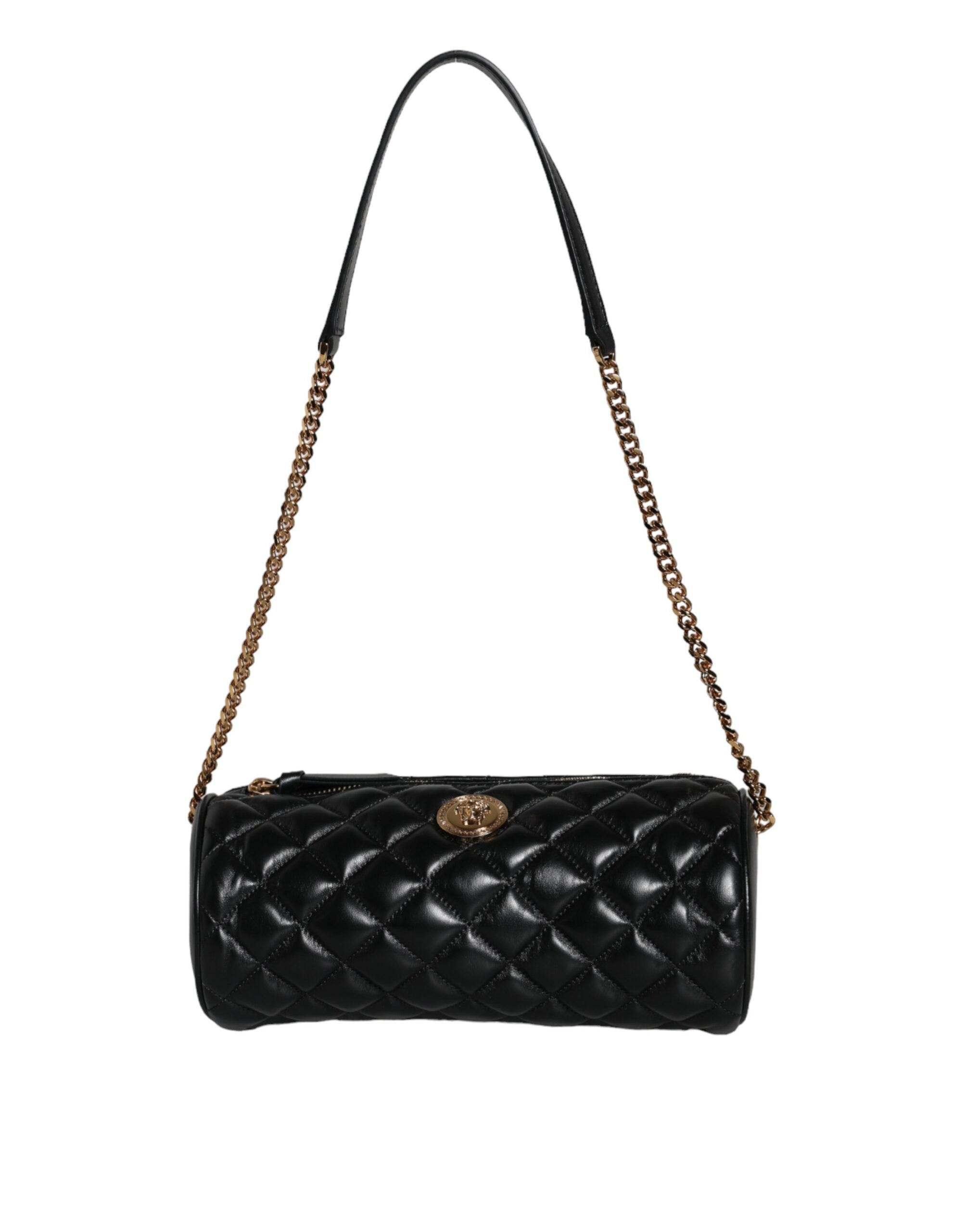 Versace Mini Quilted Lambskin Leather Crossbody Sling Black Bag