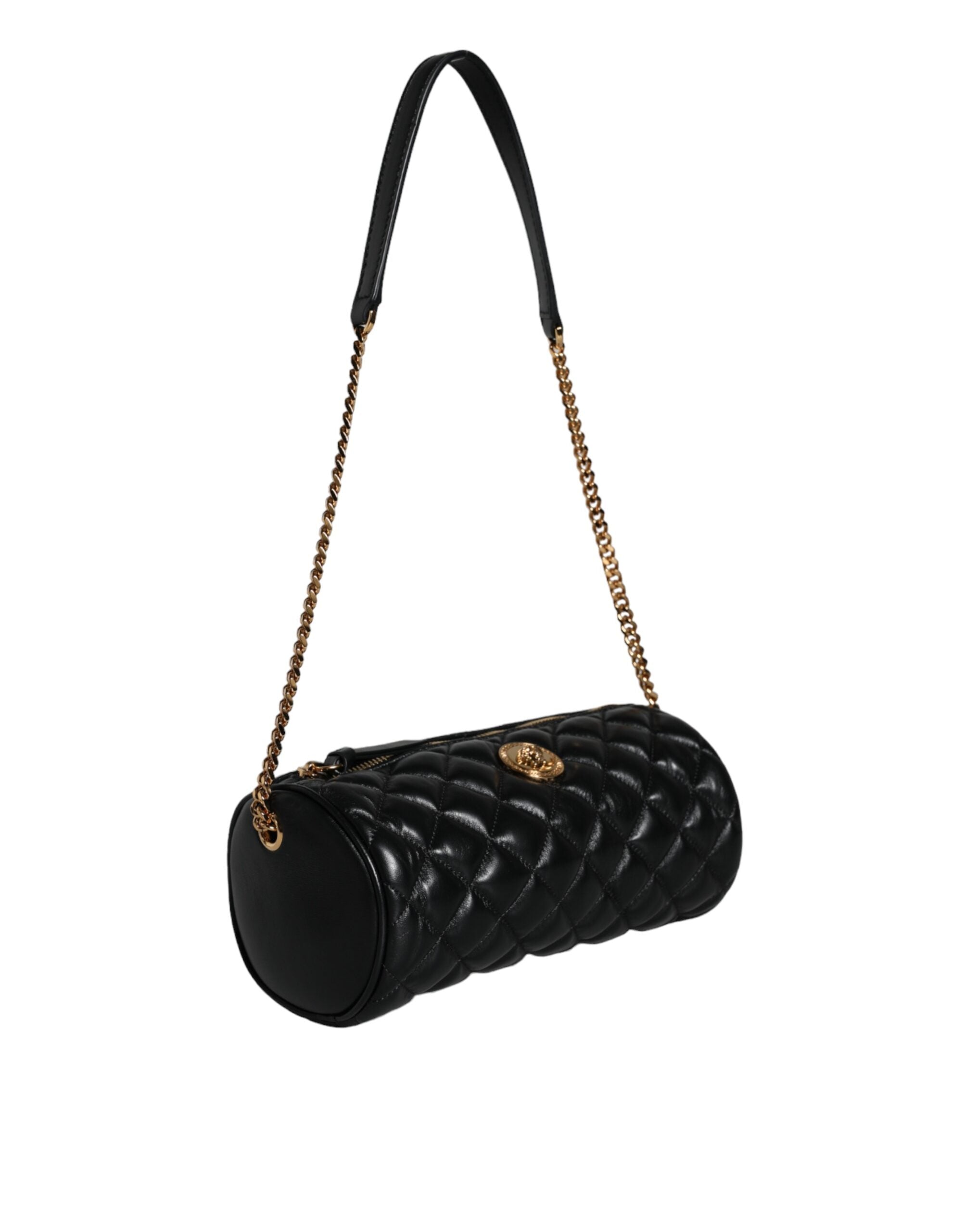 Versace Mini Quilted Lambskin Leather Crossbody Sling Black Bag