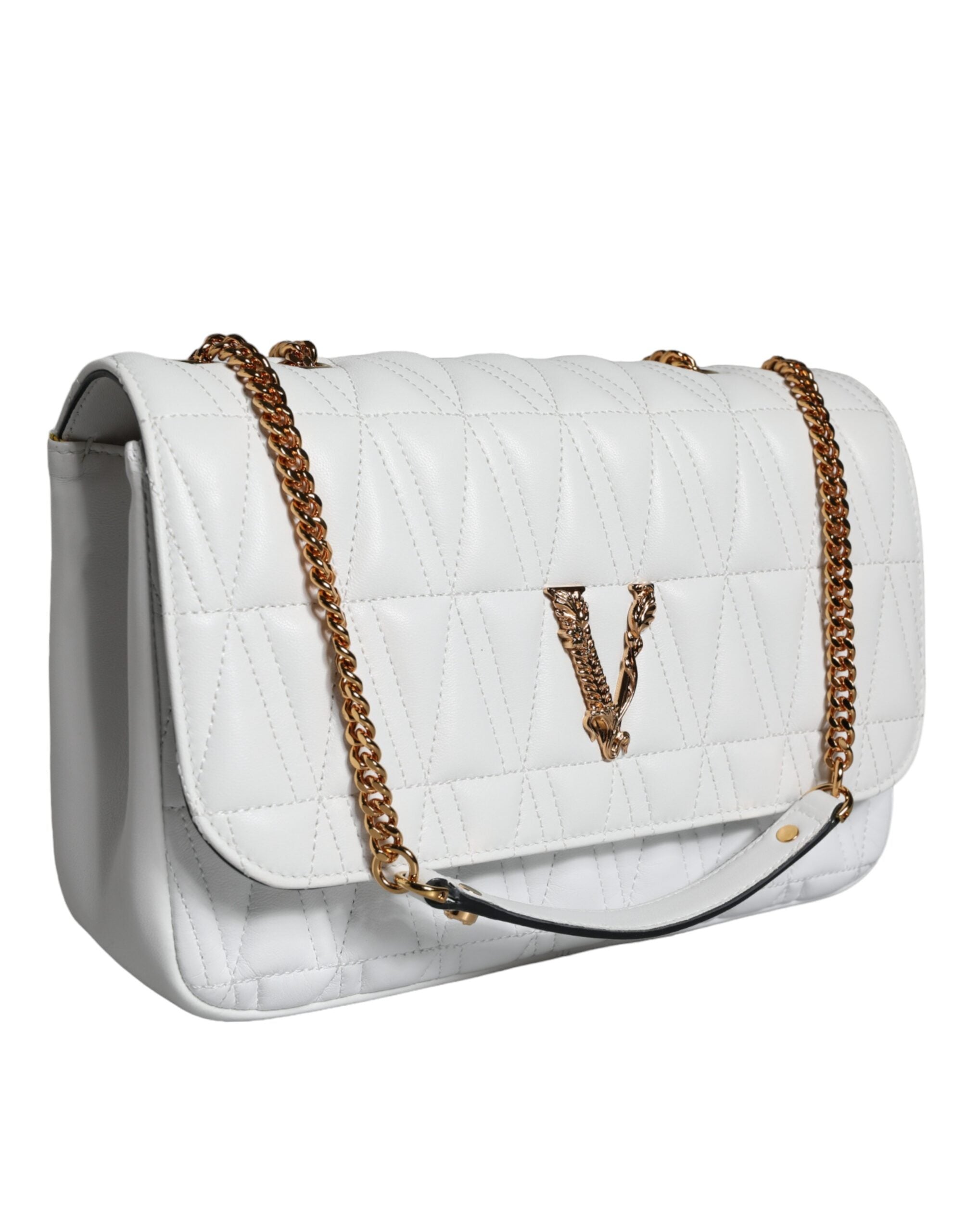 Versace Mini Nappa Leather Crossbody Shoulder White Bag