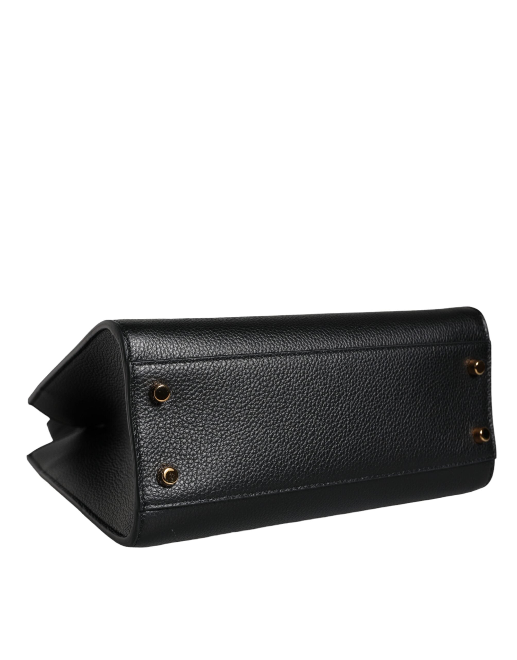 Versace Small Leather Tophandle Shoulder Crossbody Black Bag