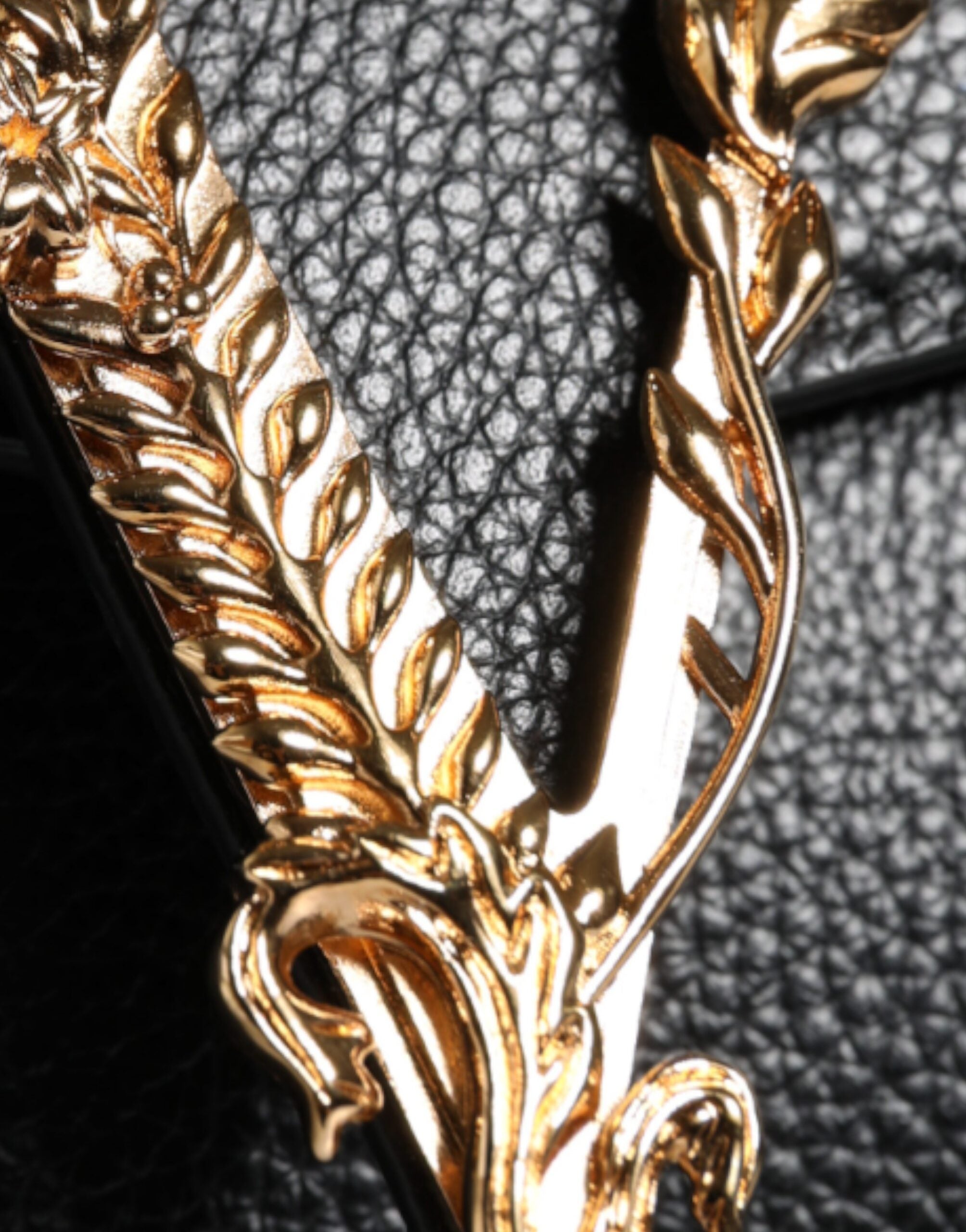 Versace Top Handle Grainy Calfskin Leather Crossbody Black Bag