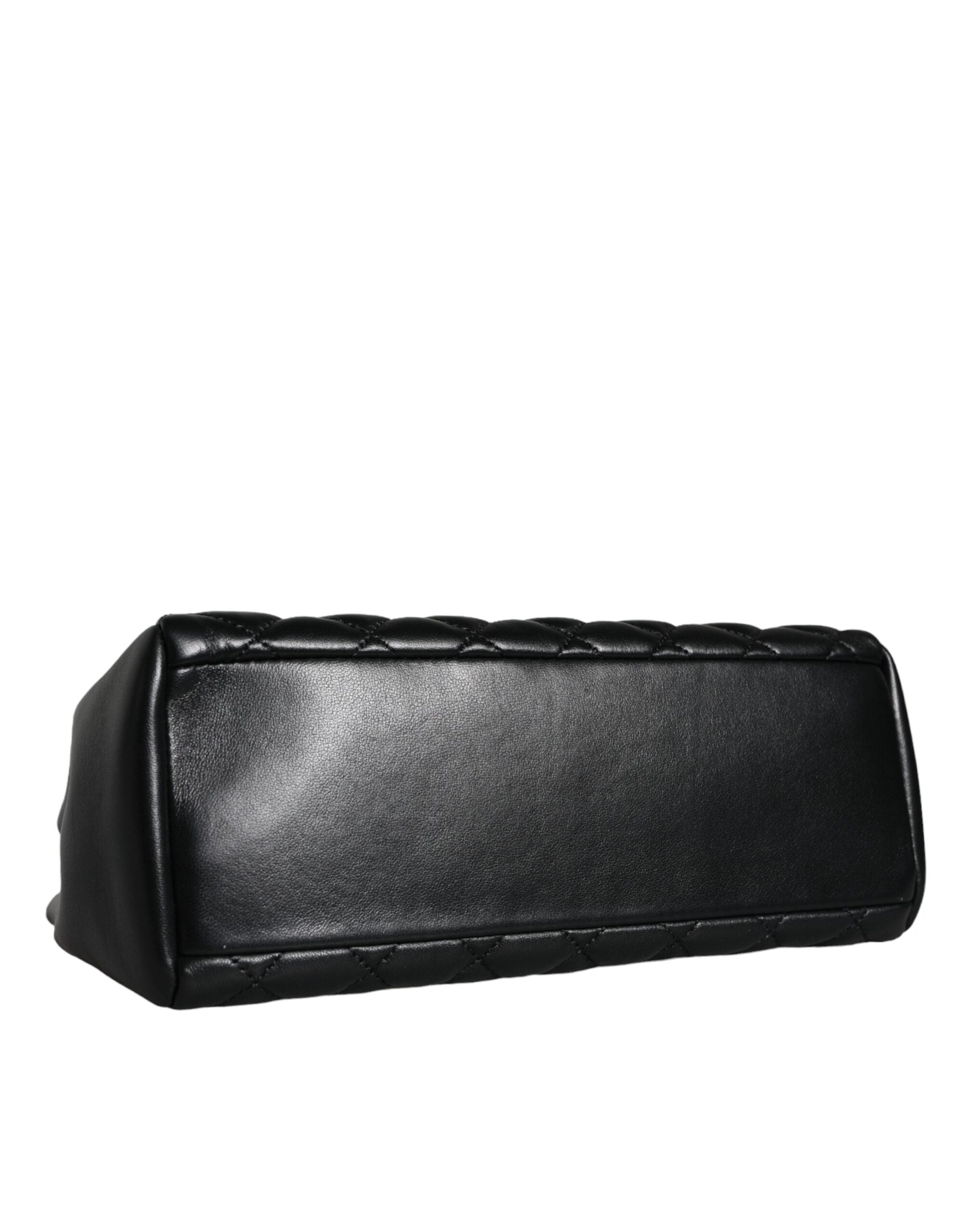 Versace Quilted Nappa Leather Shoulder Chain Strap Black Bag