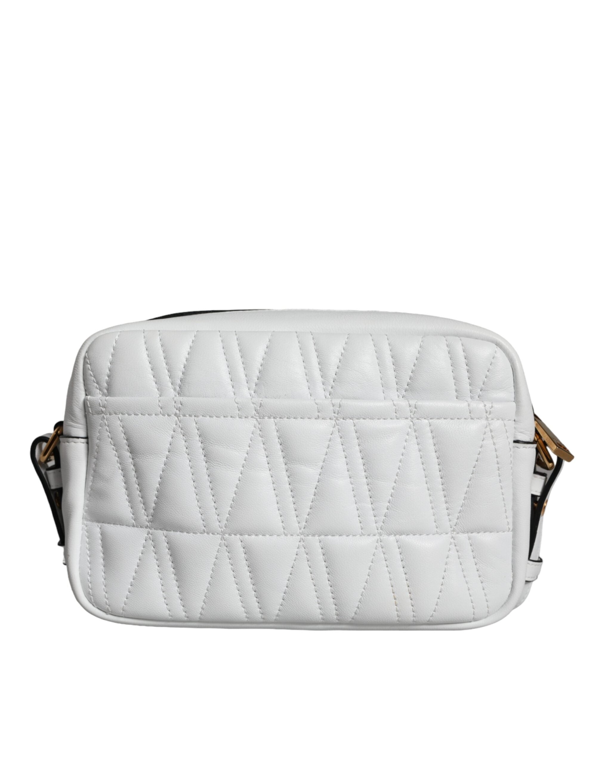 Versace Quilted Nappa Leather Crossbody Shoulder White Bag